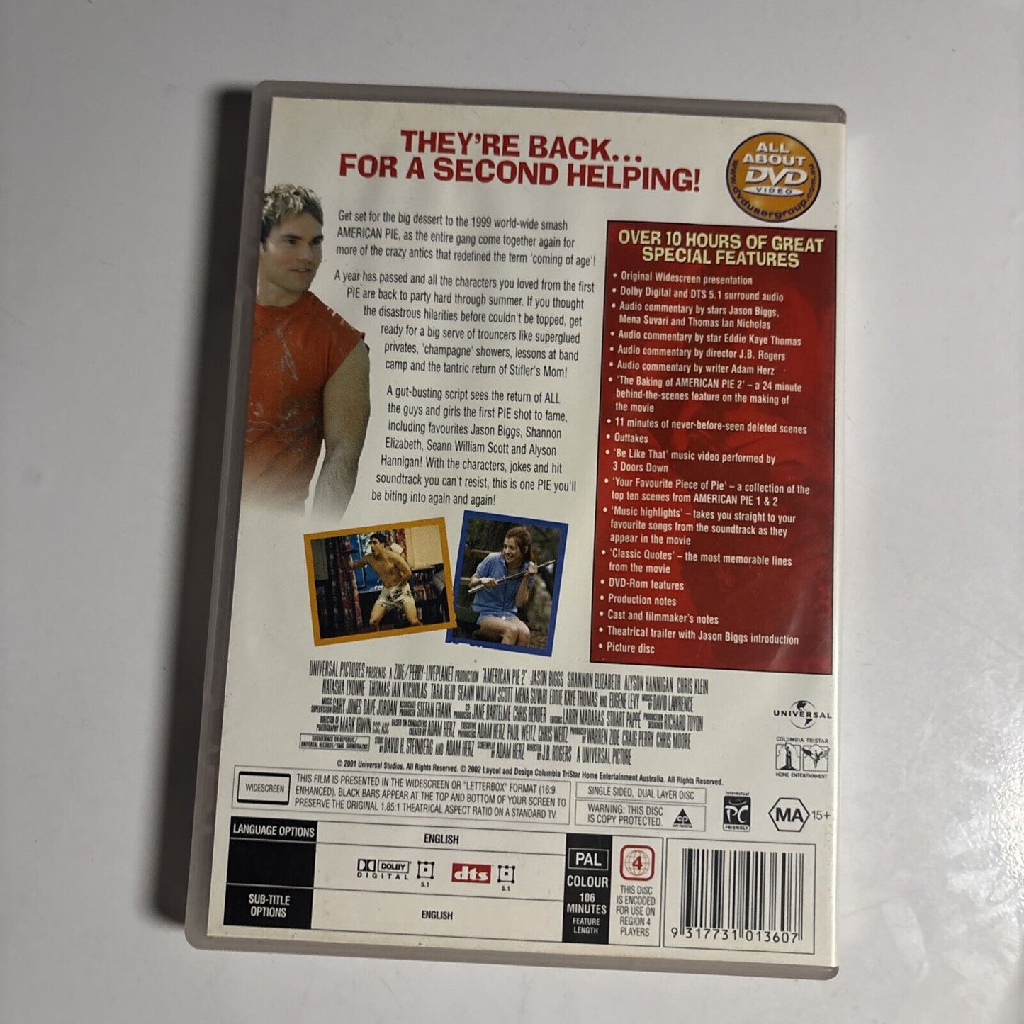 American Pie 2 (DVD, 2001) Jason Biggs, Shannon Elizabeth Region 4