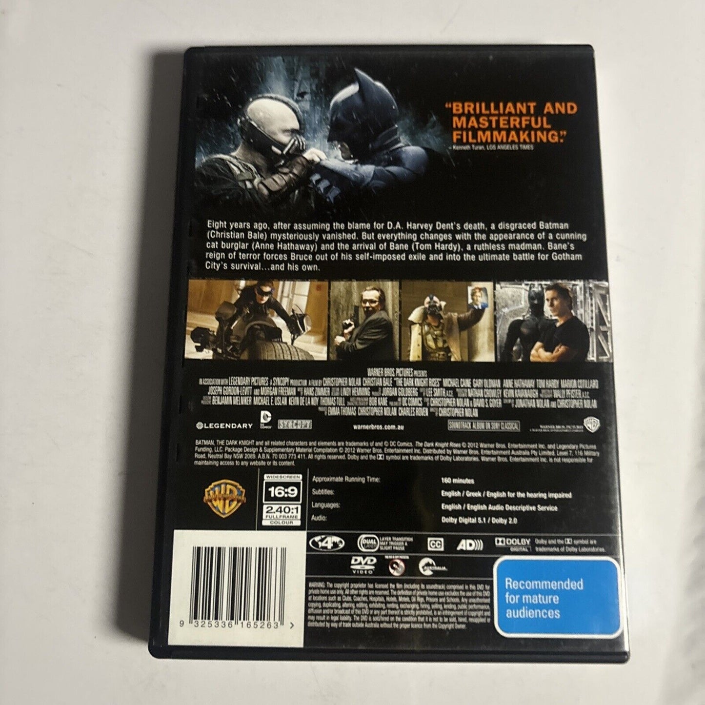 The Dark Knight Rises (DVD, 2012) Christian Bale, Tom Hardy NEW Region 4