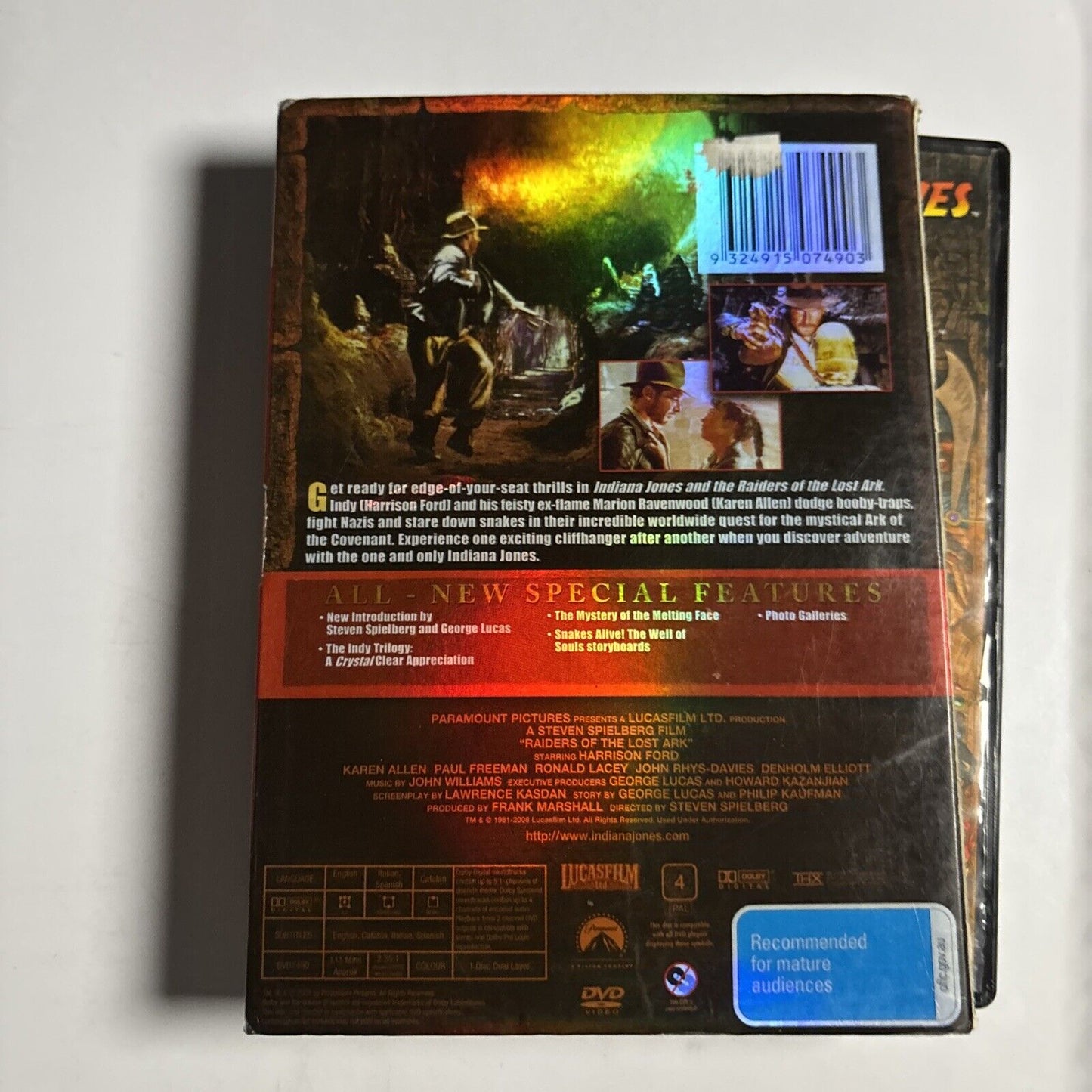 Indiana Jones and the Raiders of the Lost Ark (DVD, 1981) Harrison Ford Region 4