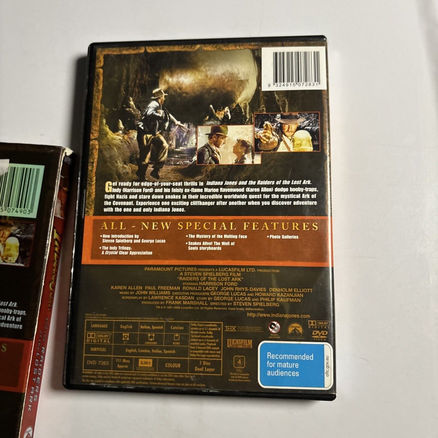 Indiana Jones and the Raiders of the Lost Ark (DVD, 1981) Harrison Ford Region 4