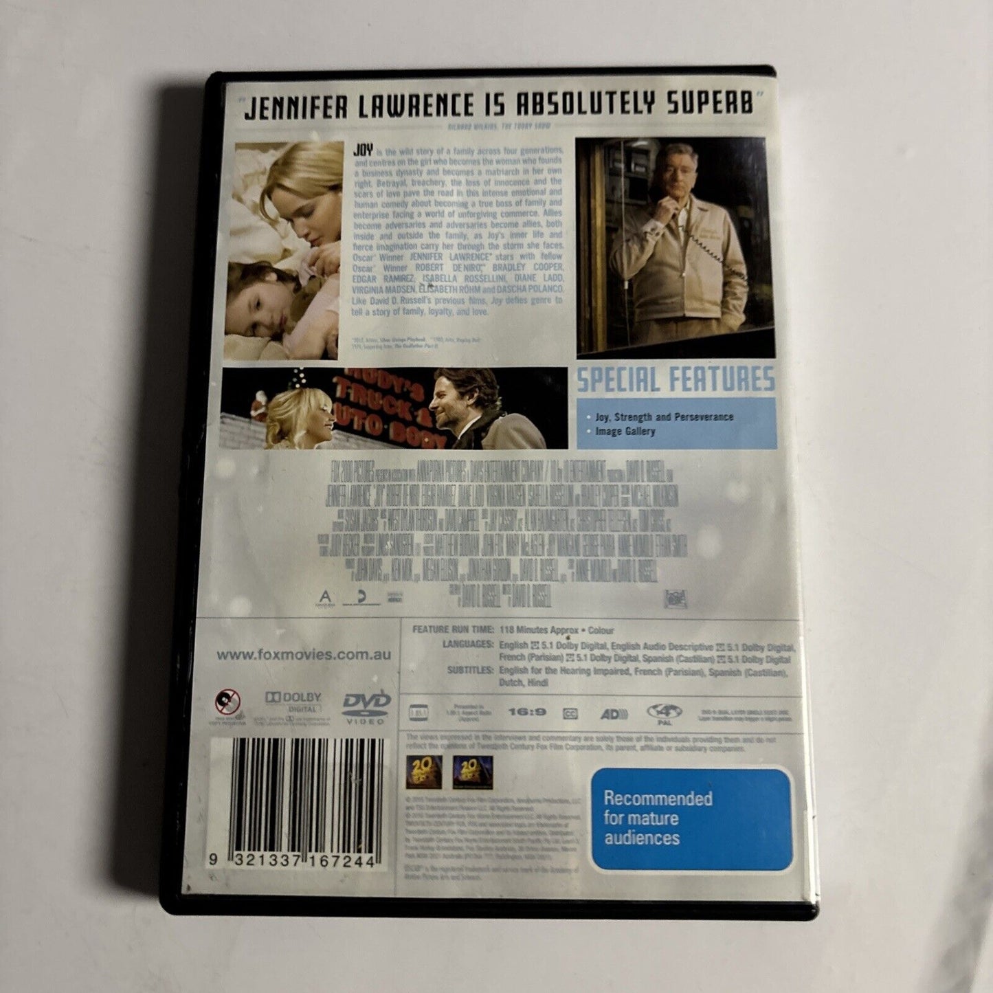 Joy (DVD, 2015) Jennifer Lawrence, Robert De Niro, Bradley Cooper Region 4
