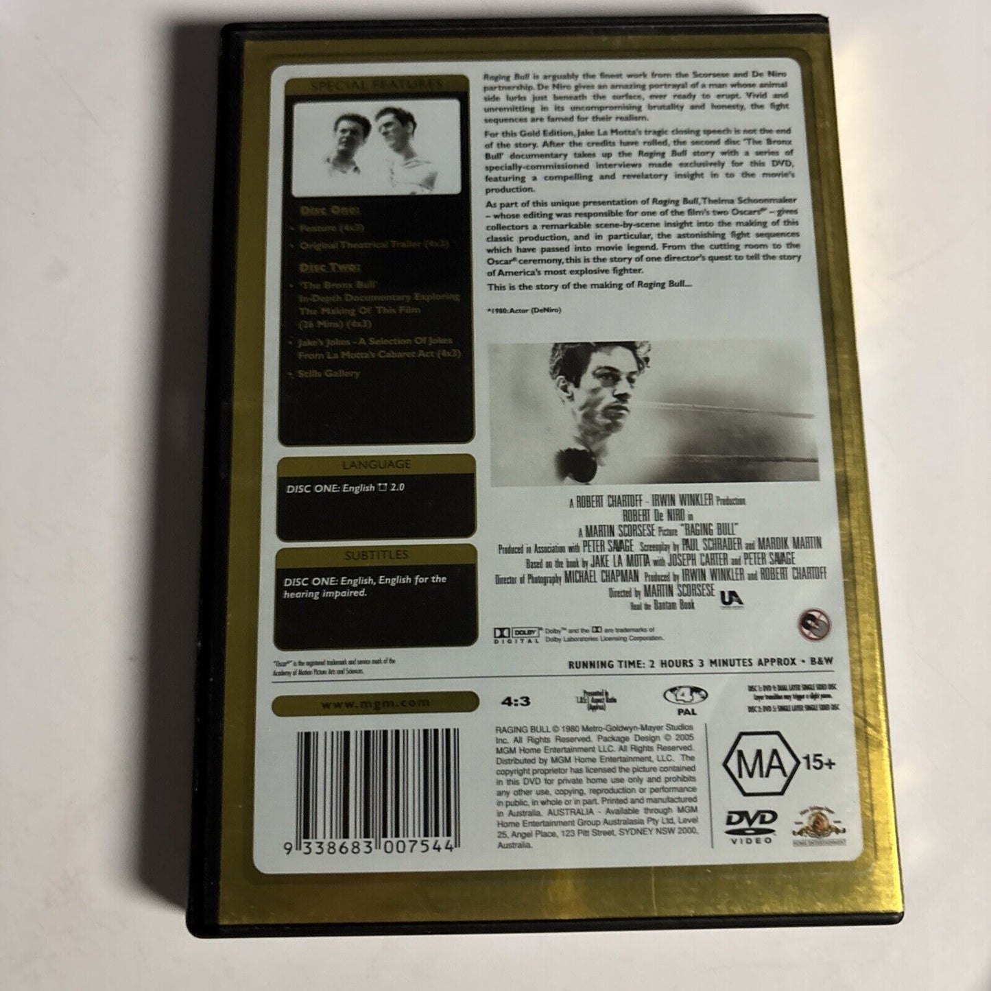 Raging Bull - Gold Edition (1980, 2-Disc Set) Robert De Niro Region 4