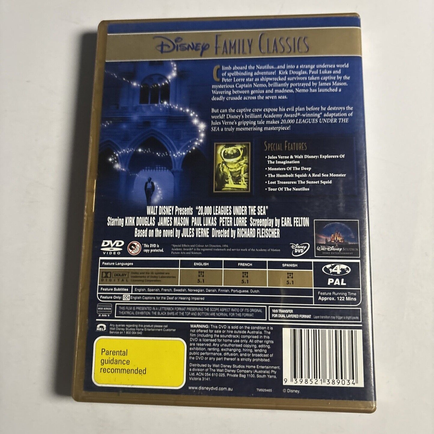 20000 Leagues Under The Sea (DVD, 1954) Kirk Douglas, Paul Lorre Region 4