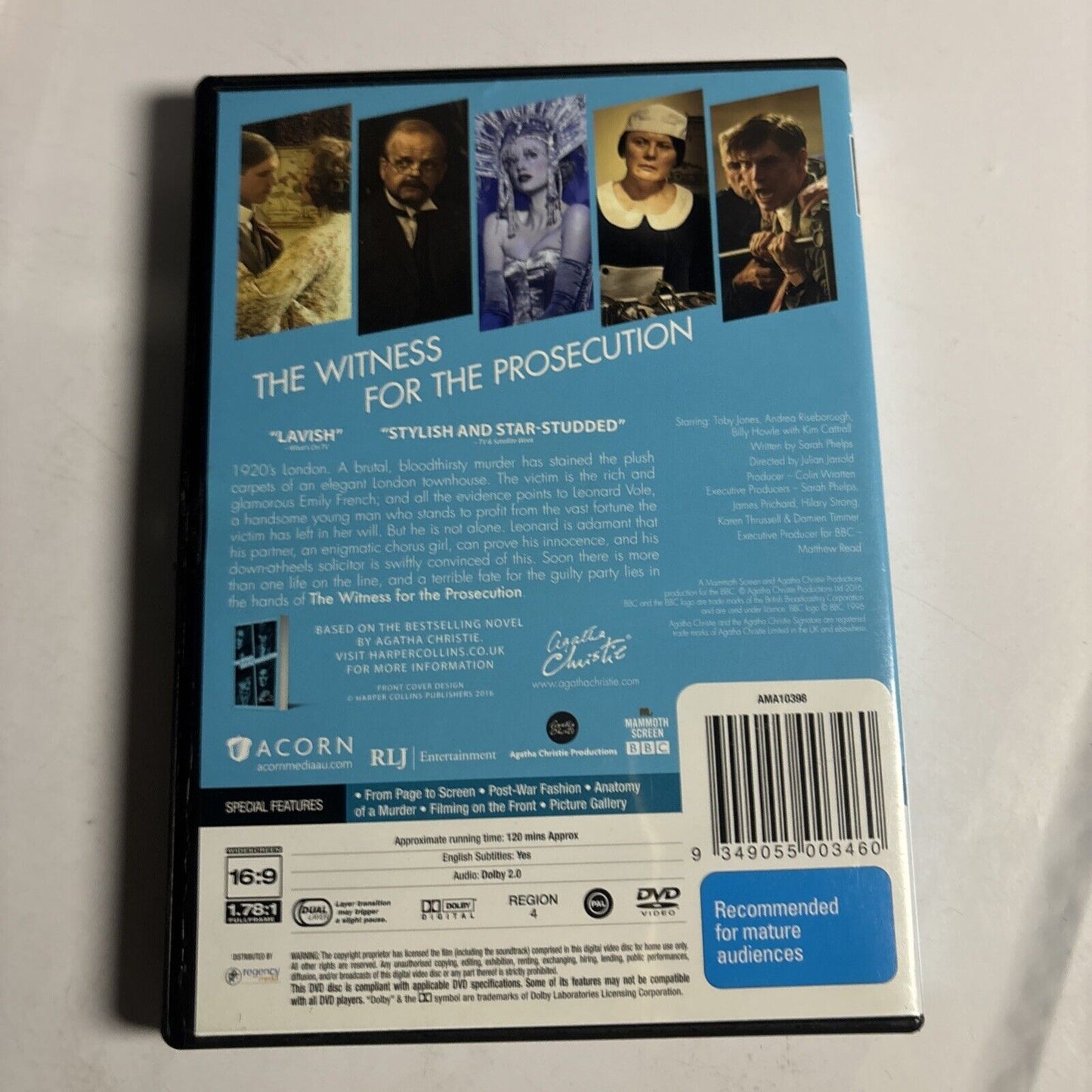 The Witness for the Prosecution (DVD, 2016) Toby Jones, Kim Cattrall Region 4