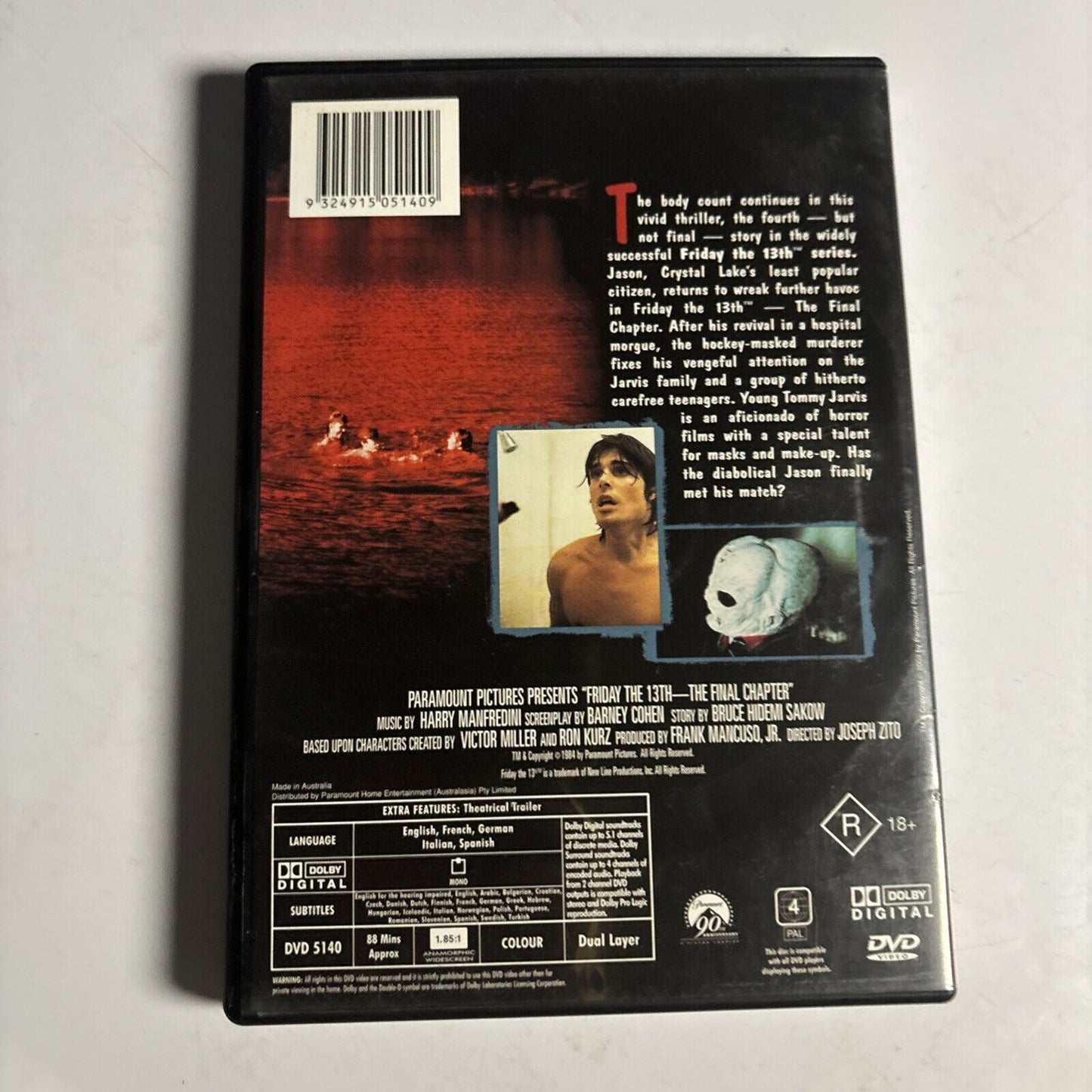 Friday the 13th - The Final Chapter : Part 4 (DVD, 1984) Region 4