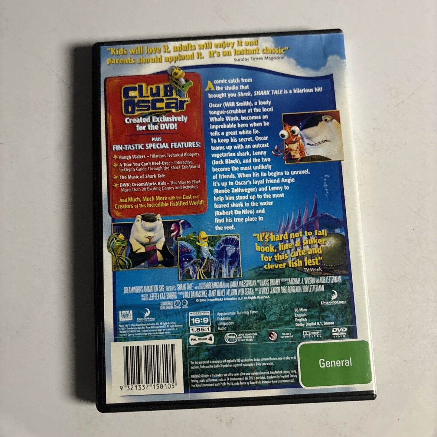 Shark Tale (DVD, 2004) Will Smith, Jack Black Region 4