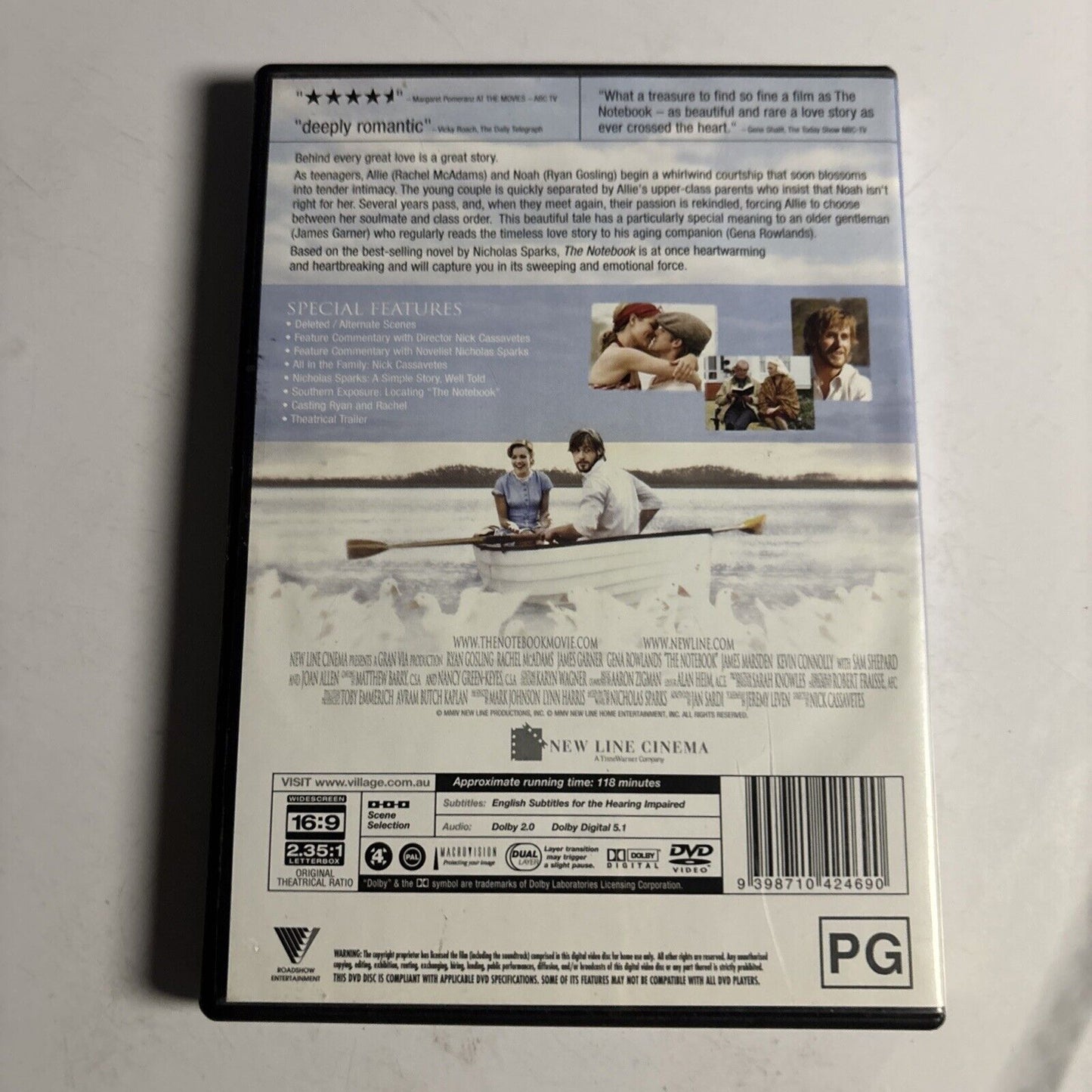 The Notebook (DVD, 2004) Ryan Gosling, Rachel McAdams Region 4