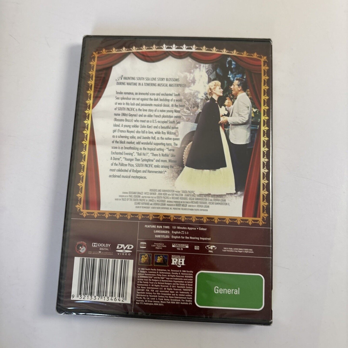 Rodgers & Hammerstein's South Pacific (DVD, 1958) Mitzi Gaynor NEW Region 4