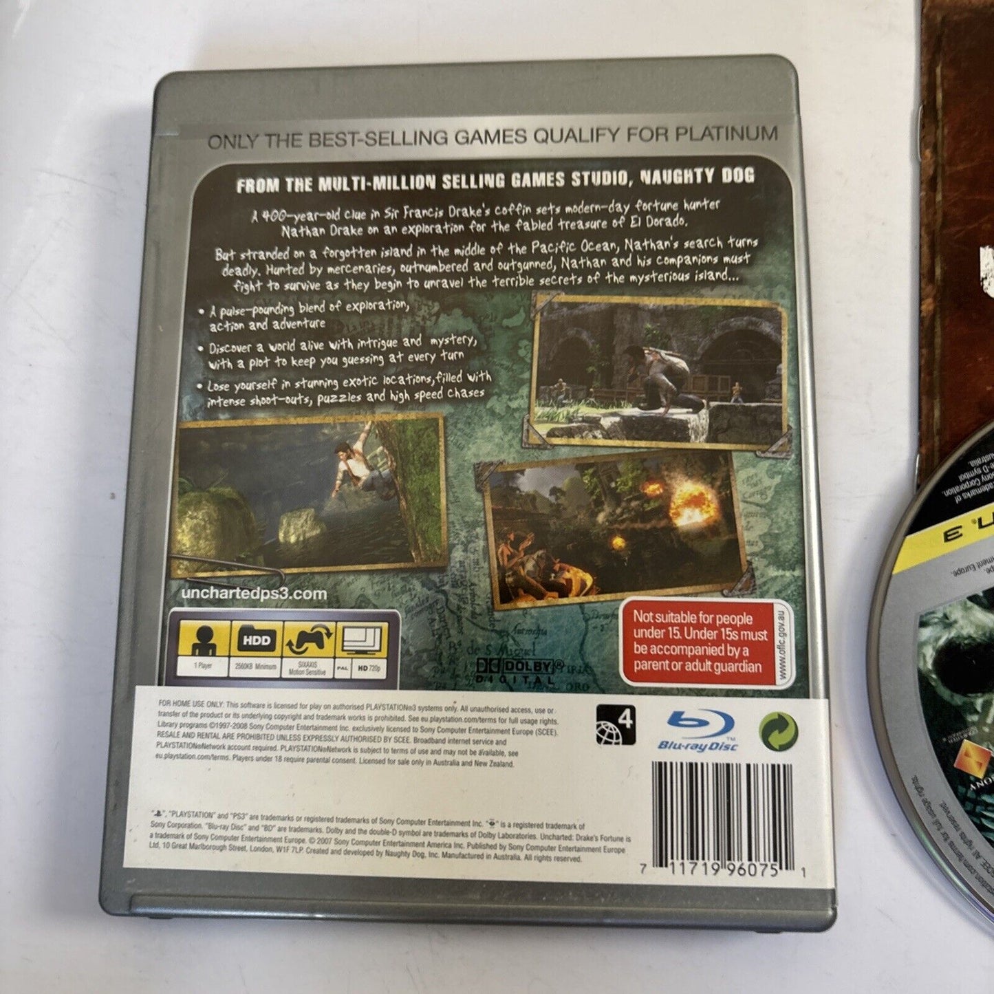 Uncharted: Drakes Fortune - Sony Playstation 3 PS3 2007 Game + Manual