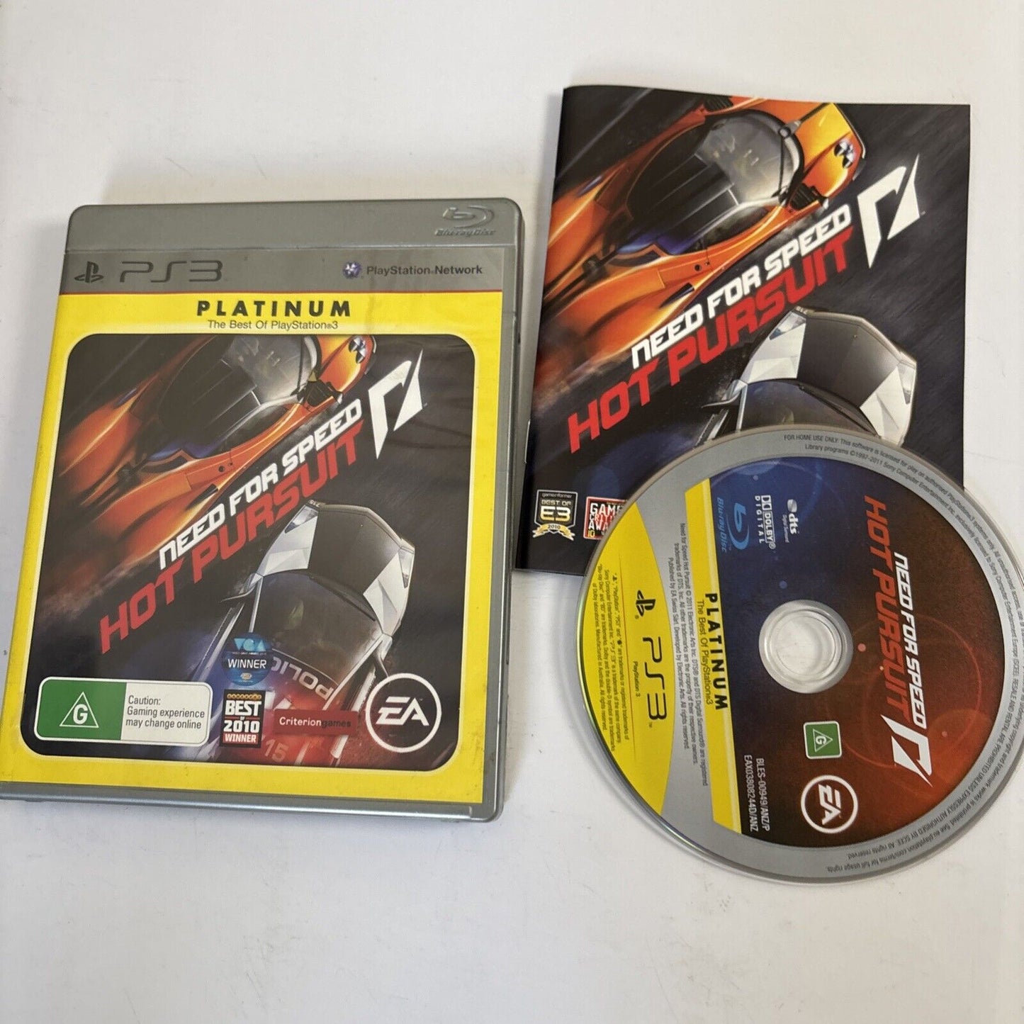 Need For Speed Hot Pursuit NFS PS3 Sony Playstation 3 Complete Manual