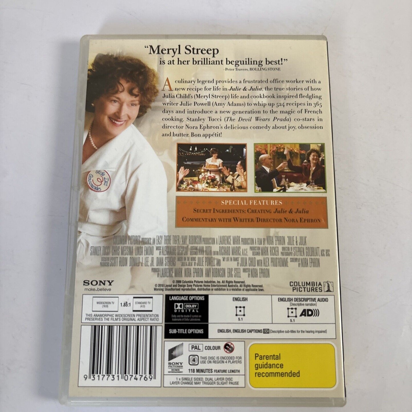 Julie & Julia (DVD, 2009) Meryl Streep, Amy Adams Region 4
