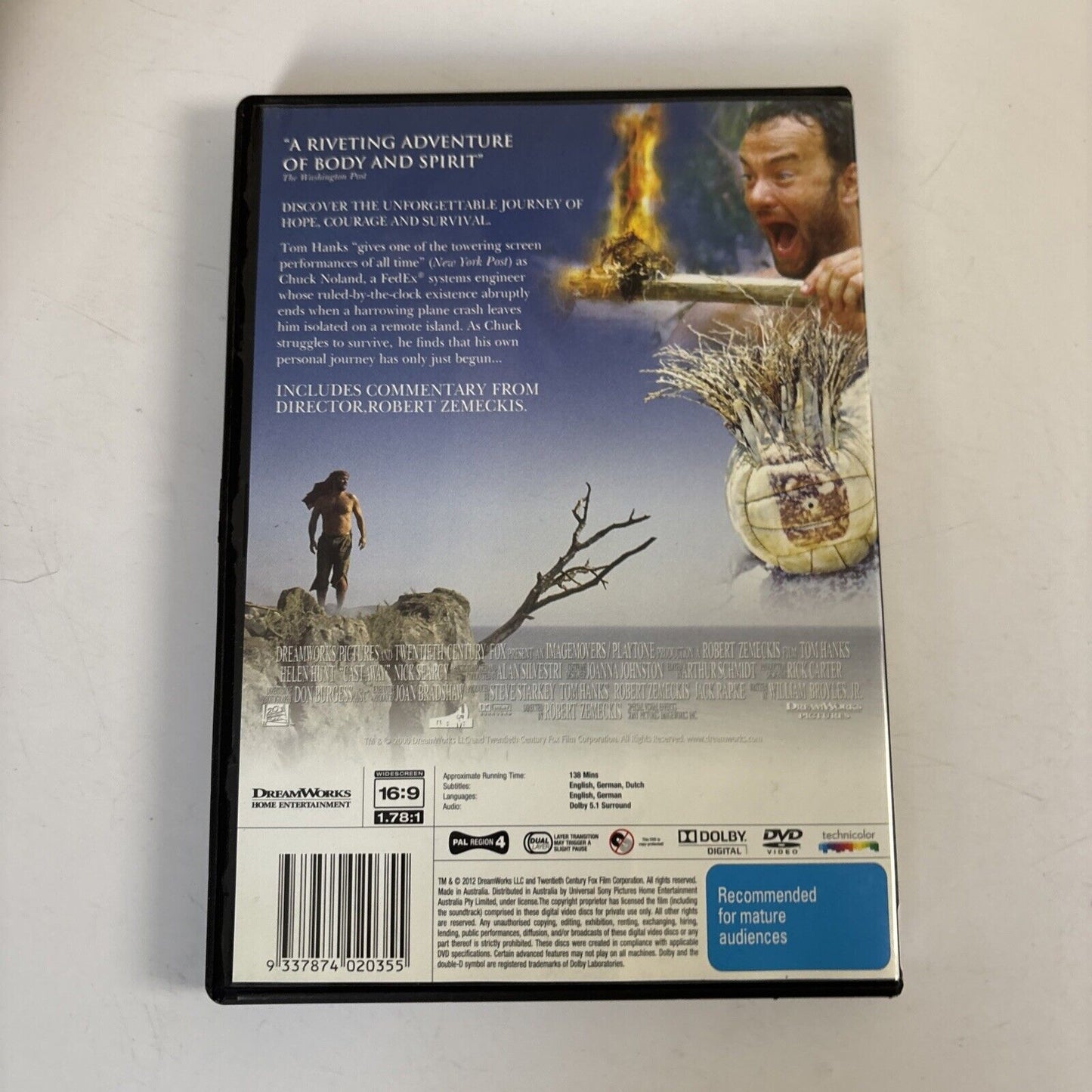 Cast Away (DVD, ‎2000) Tom Hanks, Helen Hunt NEW Region 4