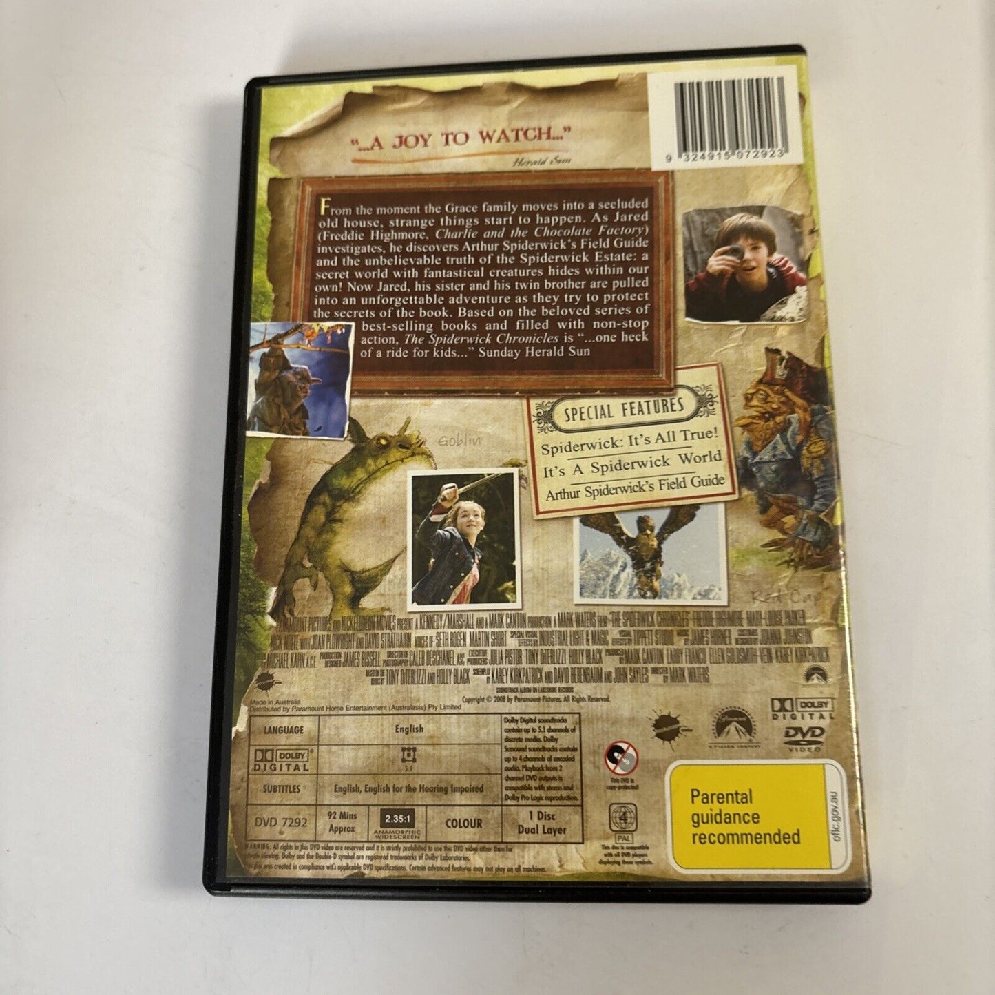 The Spiderwick Chronicles (DVD, 2008) Martin Short, Nick Nolte Region 4