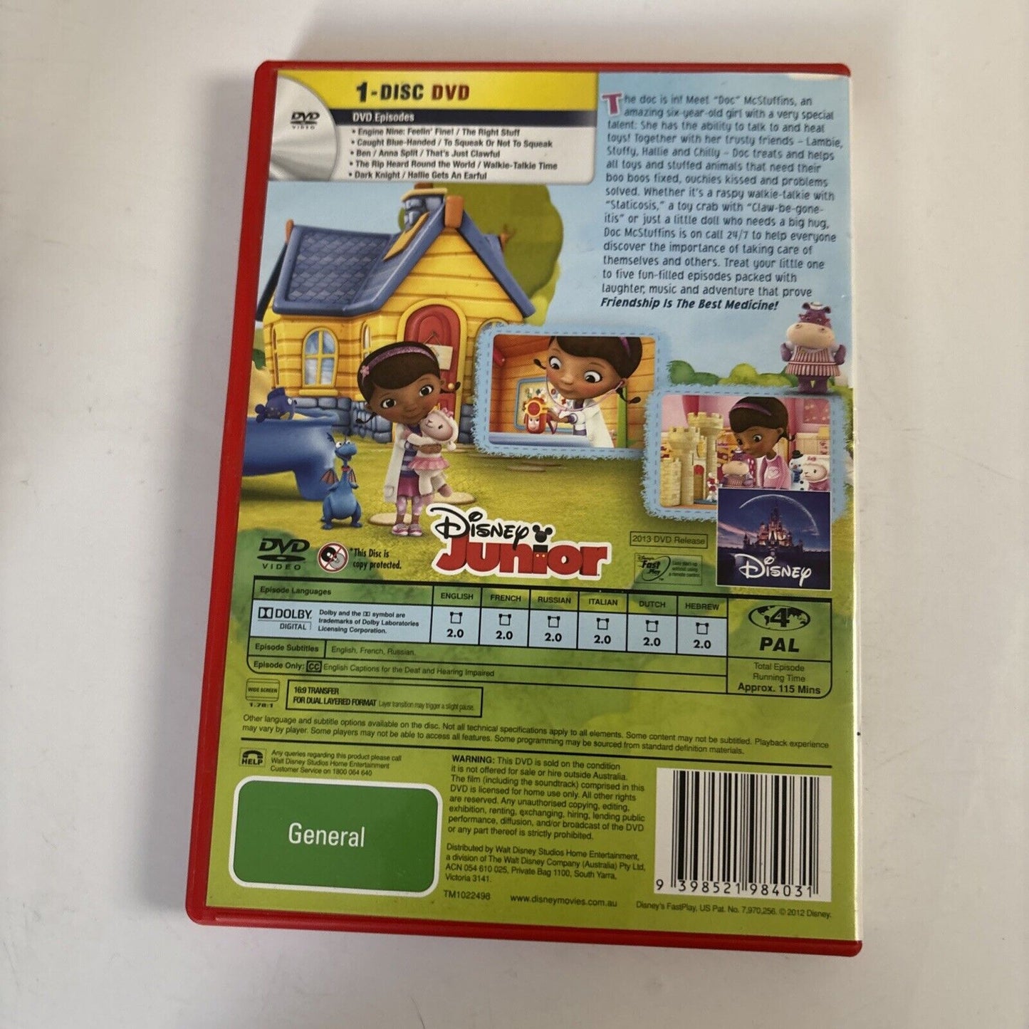 Doc McStuffins - Friendship Is the Best Medicine (DVD, 2012) Region 4