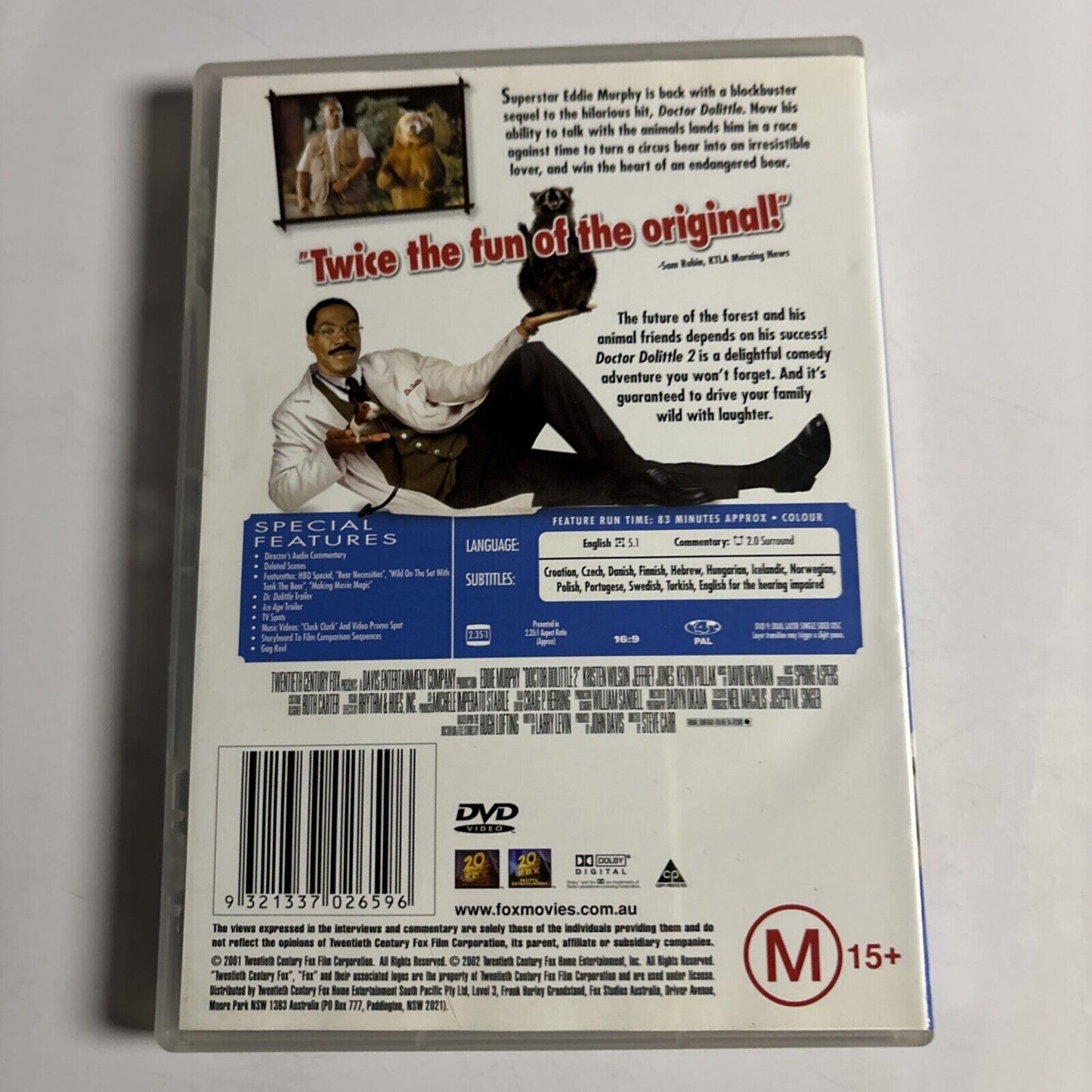 Dr Dolittle 2 - Special Edition (DVD, 2001) Eddie Murphy Region 4