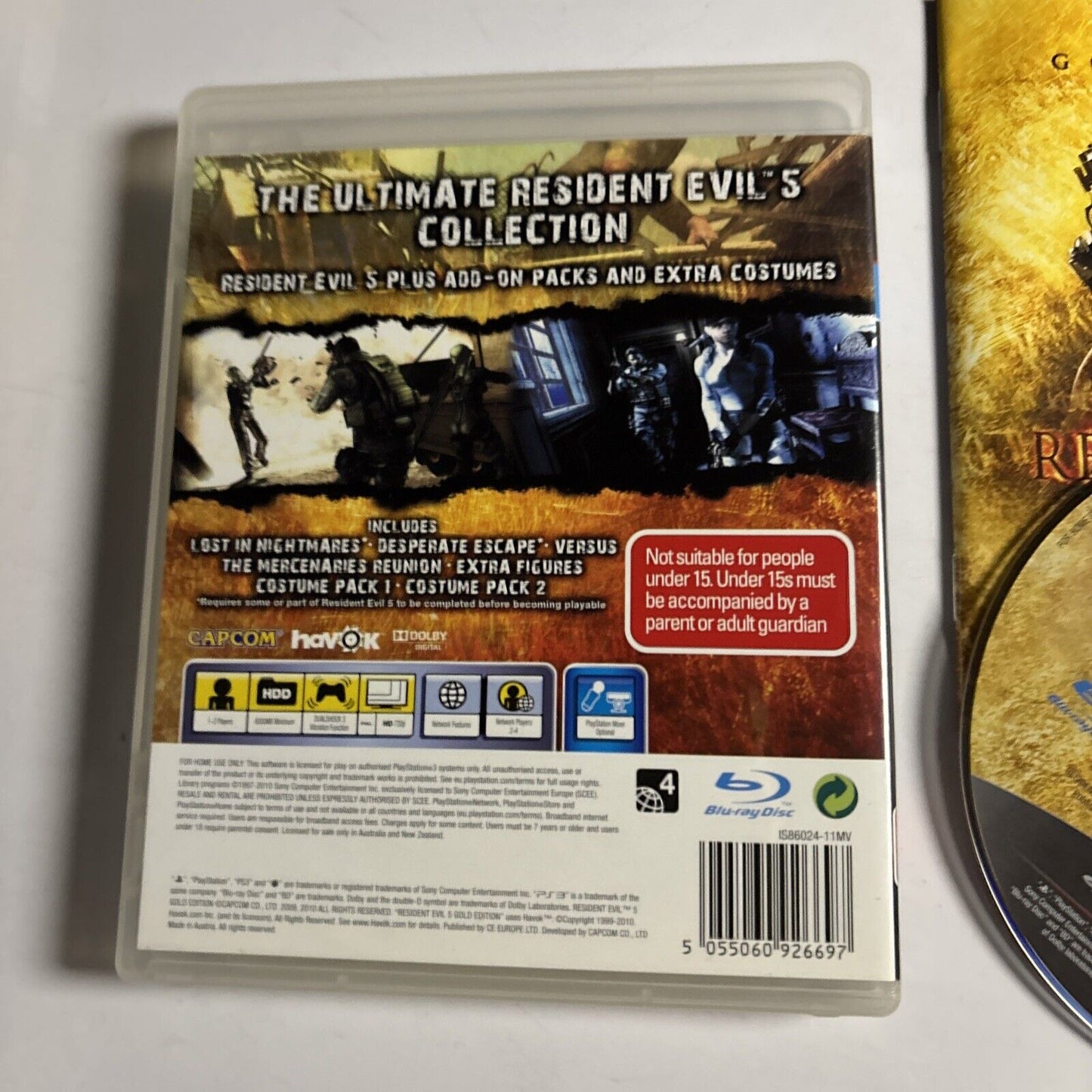 Resident Evil 5 Gold Edition Sony PlayStation 3 PS3 Manual