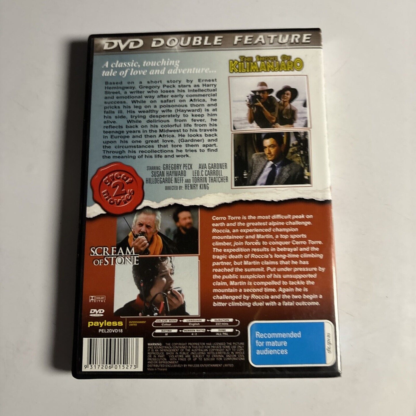 The Snows Of Kilimanjaro / Scream Of Stone (DVD) Gregory Peck NEW All Regions