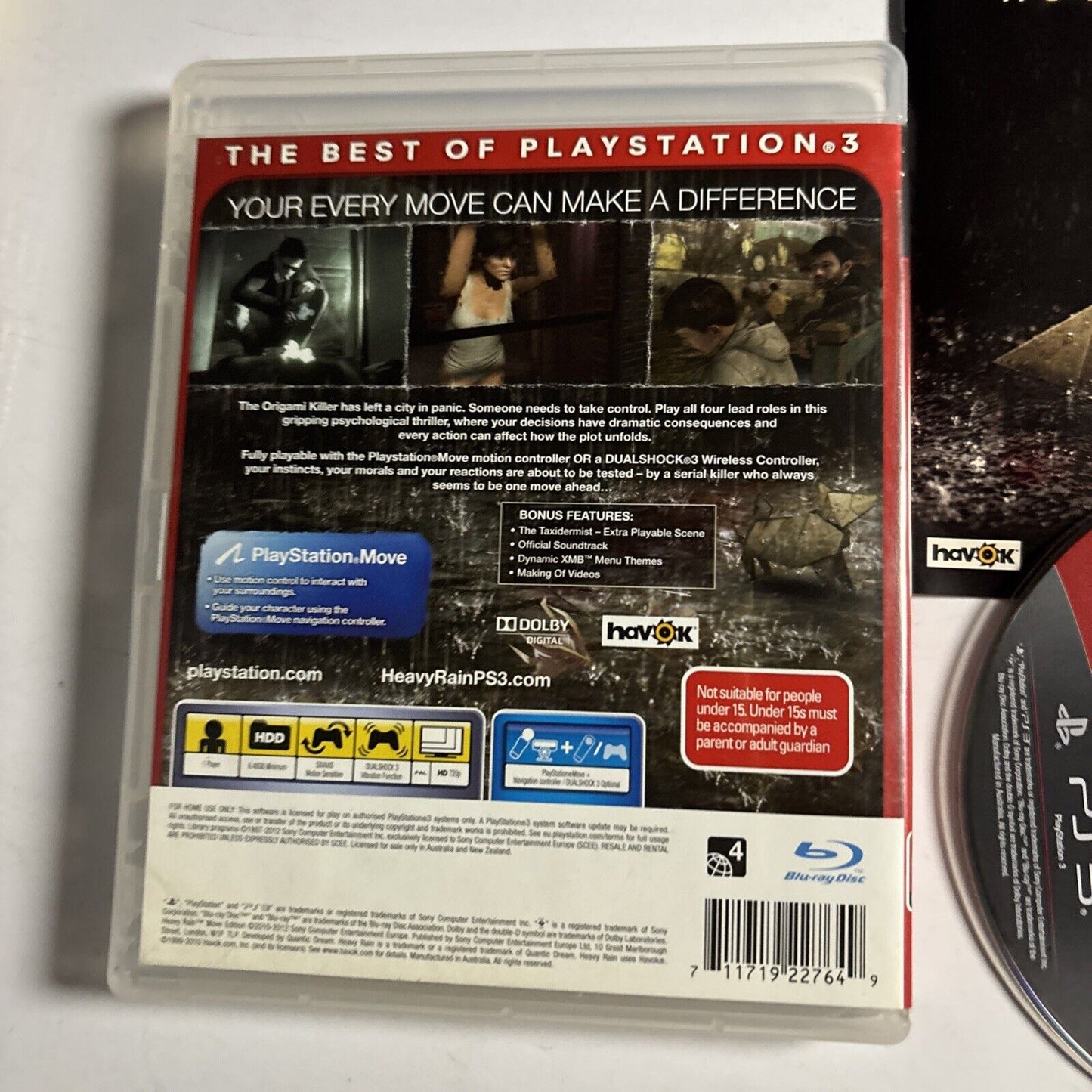 Heavy Rain Move Edition PS3 Sony Playstation 3 Manual