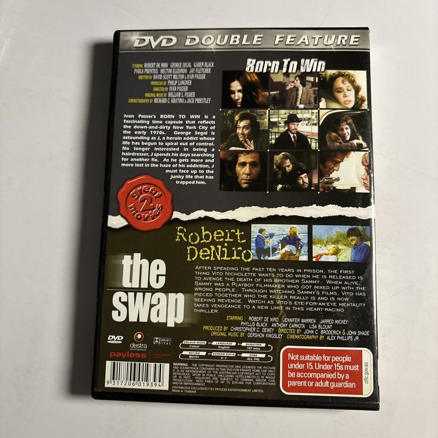 Born To Win / The Swap (DVD) Robert DeNiro NEW All Regions