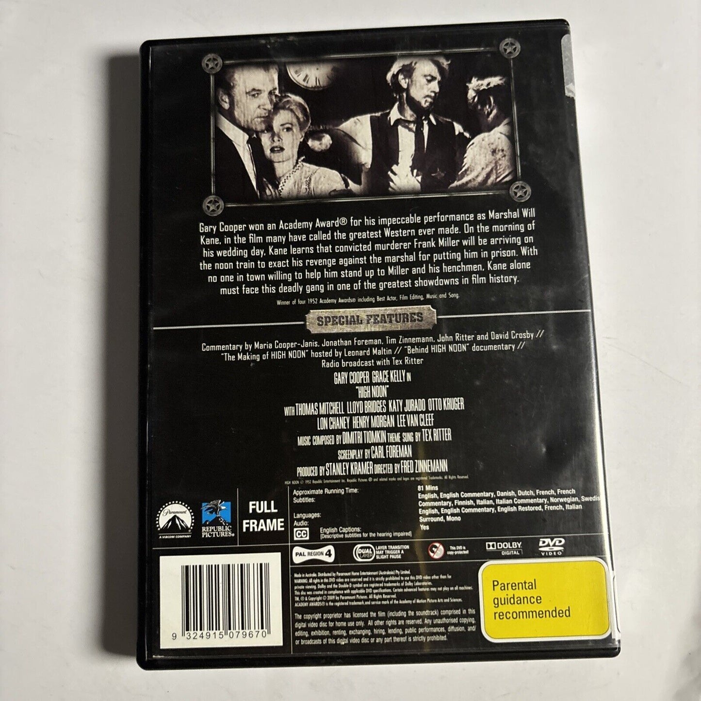 High Noon (Special Edition, DVD, 1952) Gary Cooper, Grace Kelly  Region 4