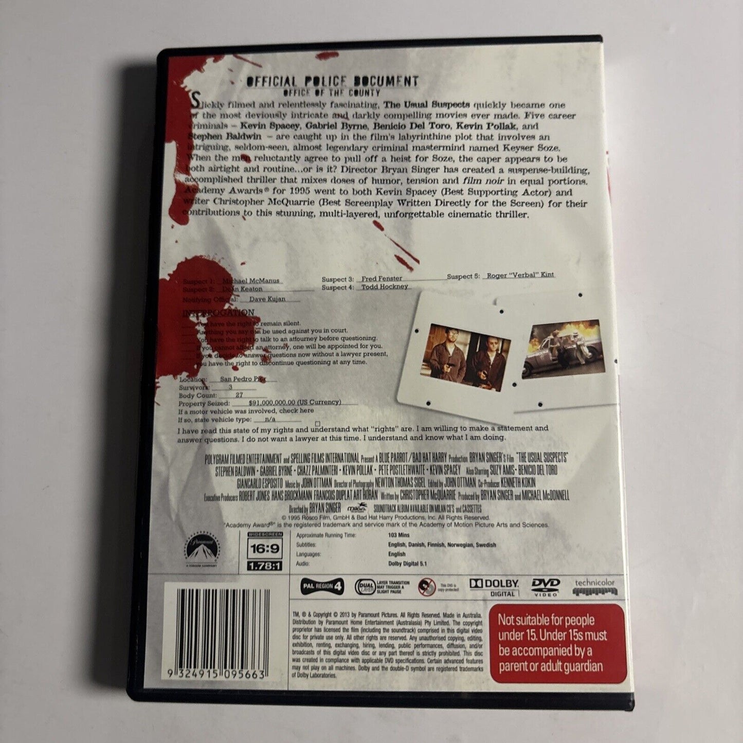 The Usual Suspects (DVD, 1995) Kevin Spacey, Chazz Palminteri Region 4