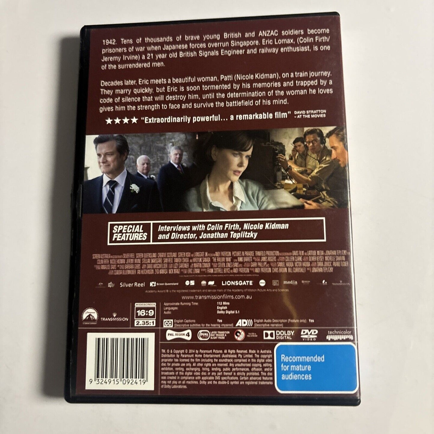 The Railway Man (DVD, 2013) Colin Firth, Nicole Kidman Region 4