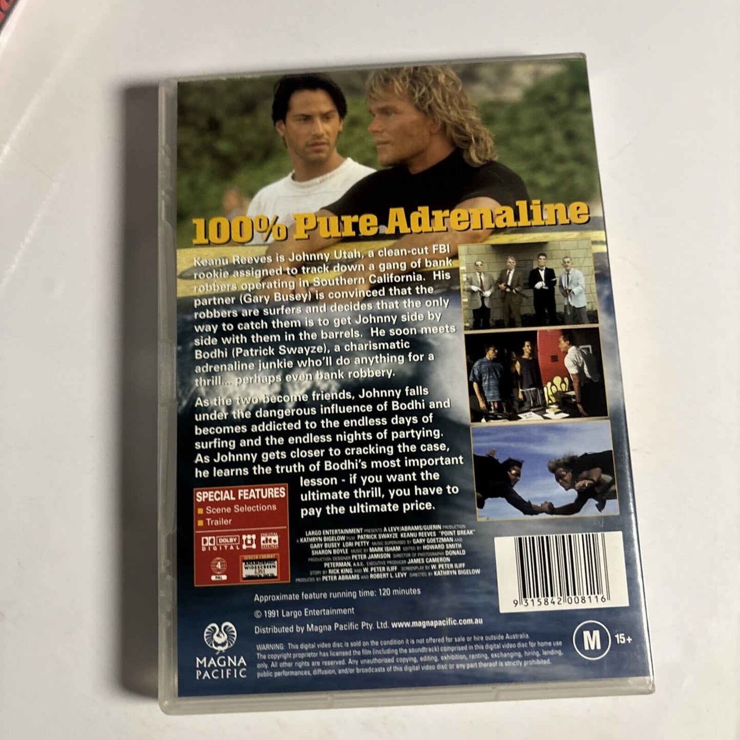 Point Break (DVD, 1991) Patrick Swayze, Keanu Reeves Region 4