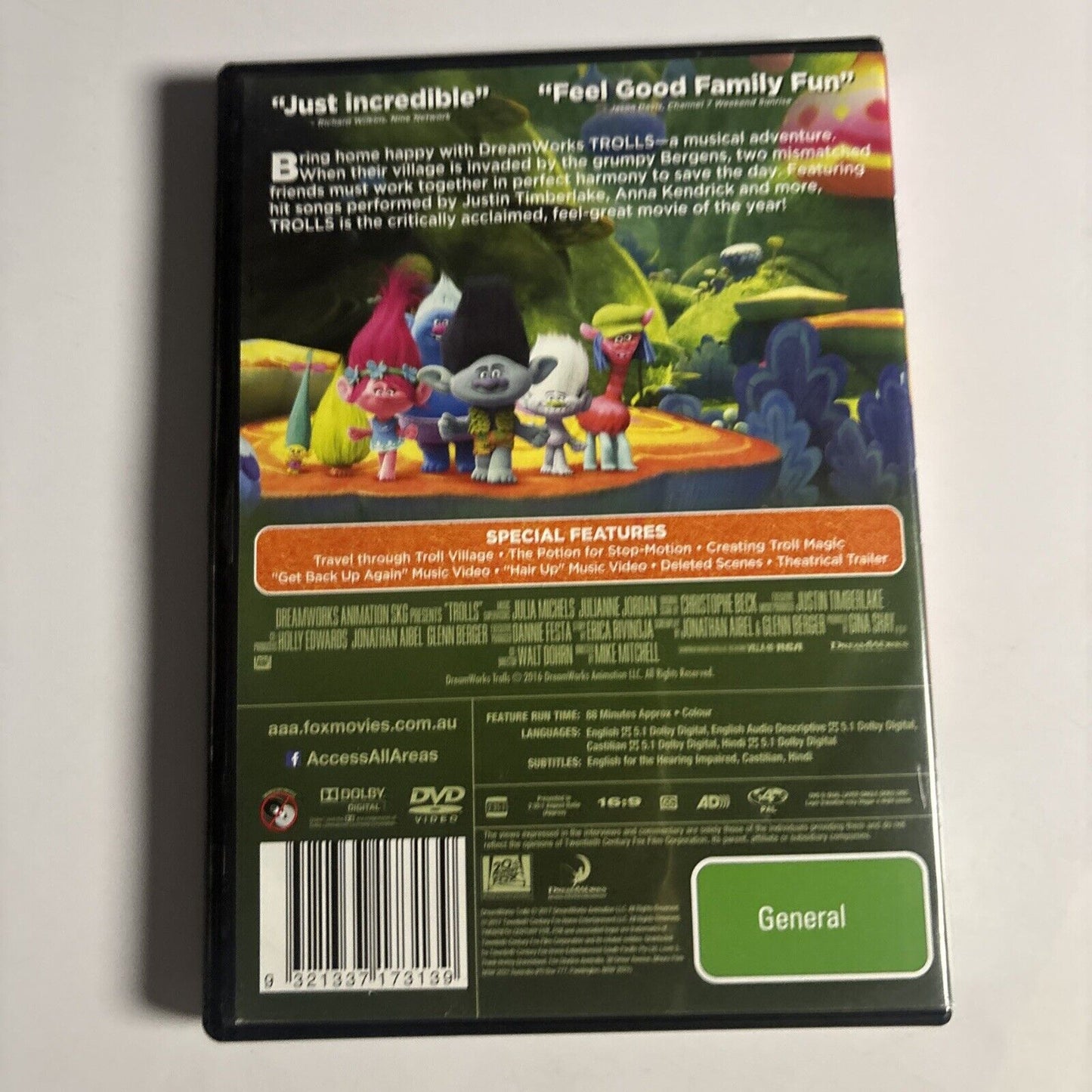 Trolls (DVD, 2016) Anna Kendrick, Justin Timberlake NEW Region 4