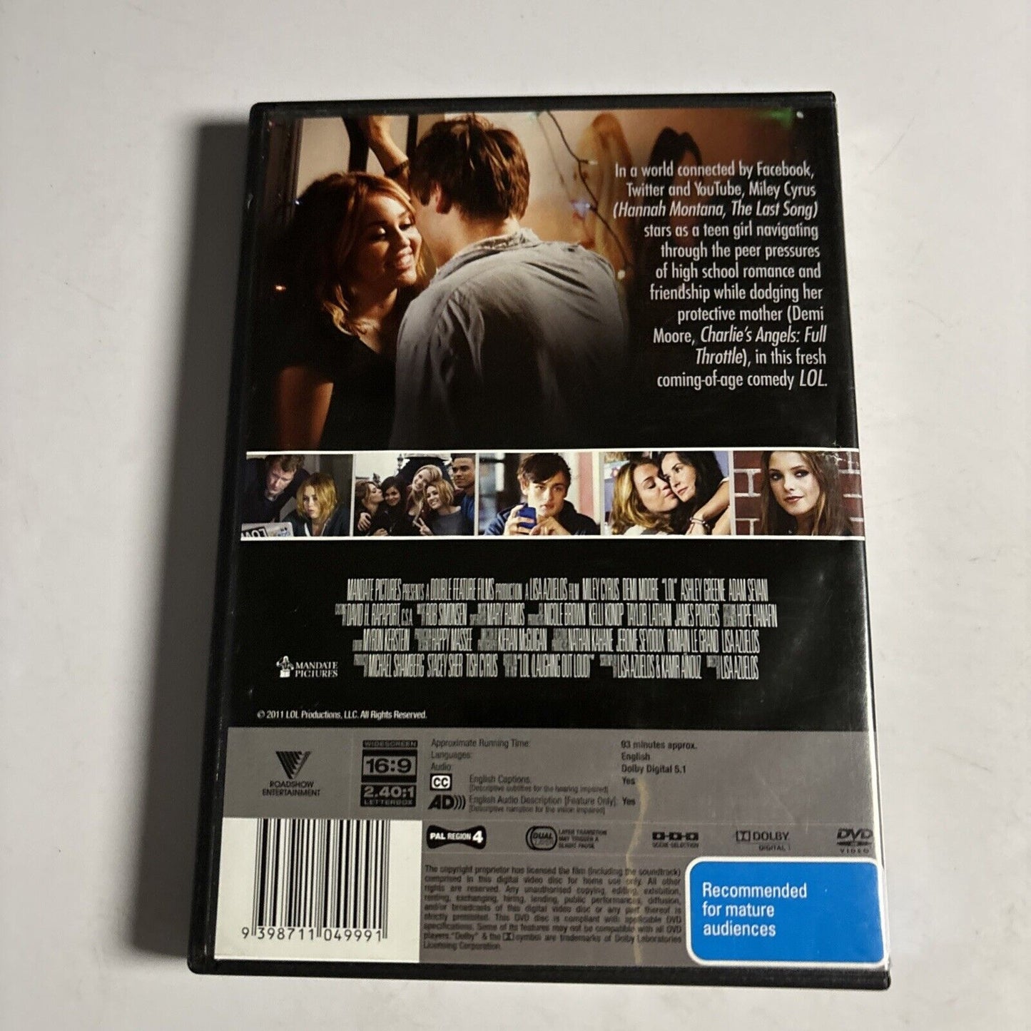 Lol (DVD, 2012) Miley Cyrus, Demi Moore NEW Region 4