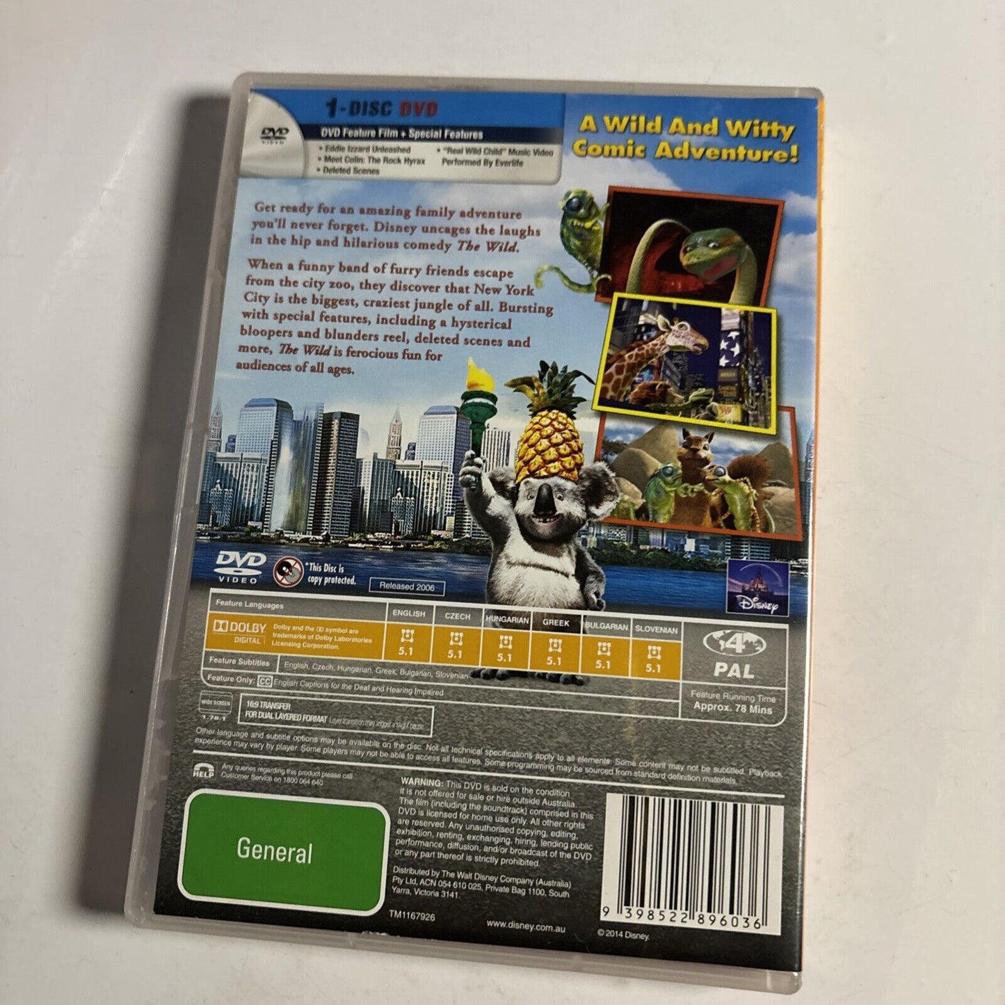 The Wild (DVD, 2007) William Shatner, Eddie Izzard, James Belushi Region4 Disney
