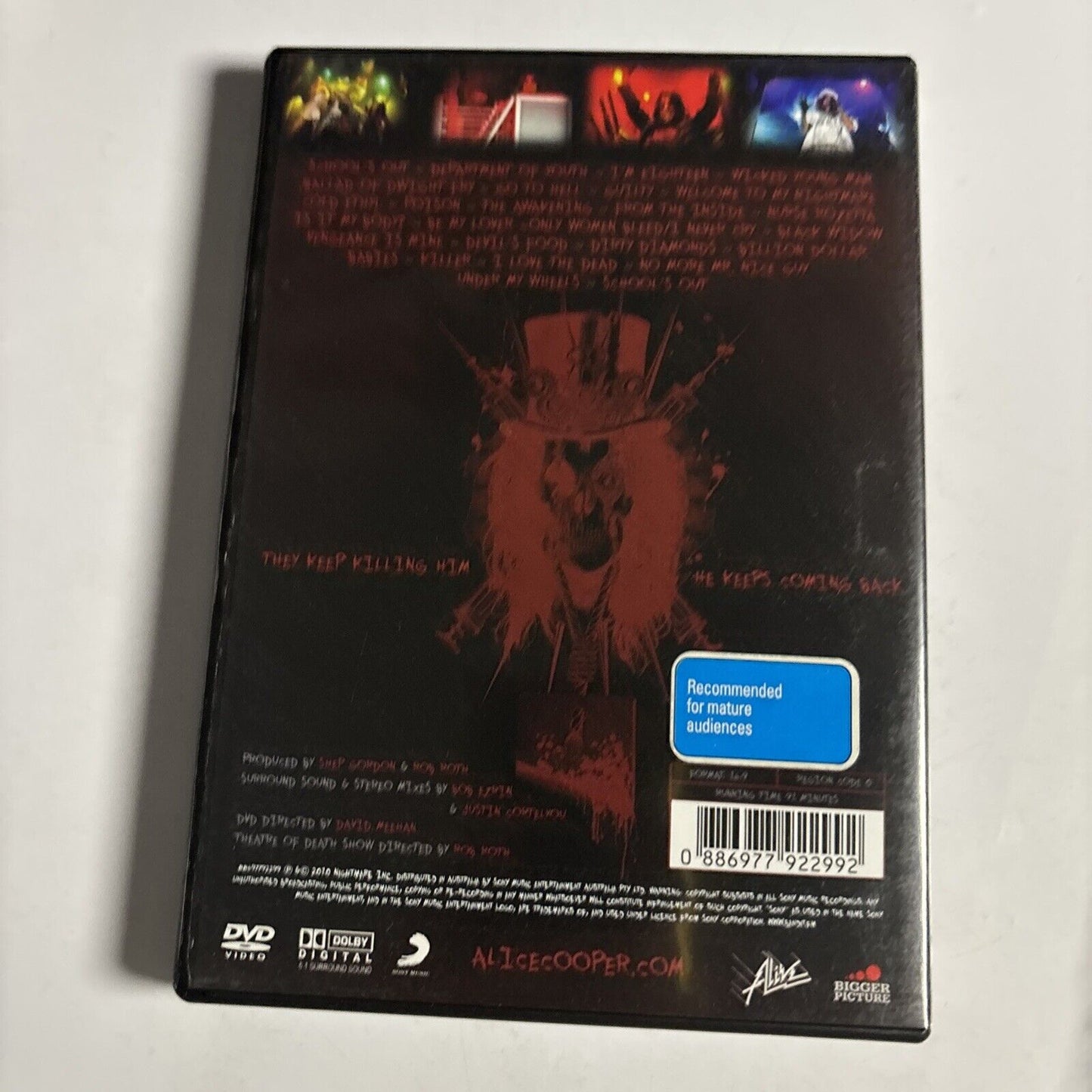 Alice Cooper Theatre Of Death: Live At Hammersmith (DVD, 2009) All Regions