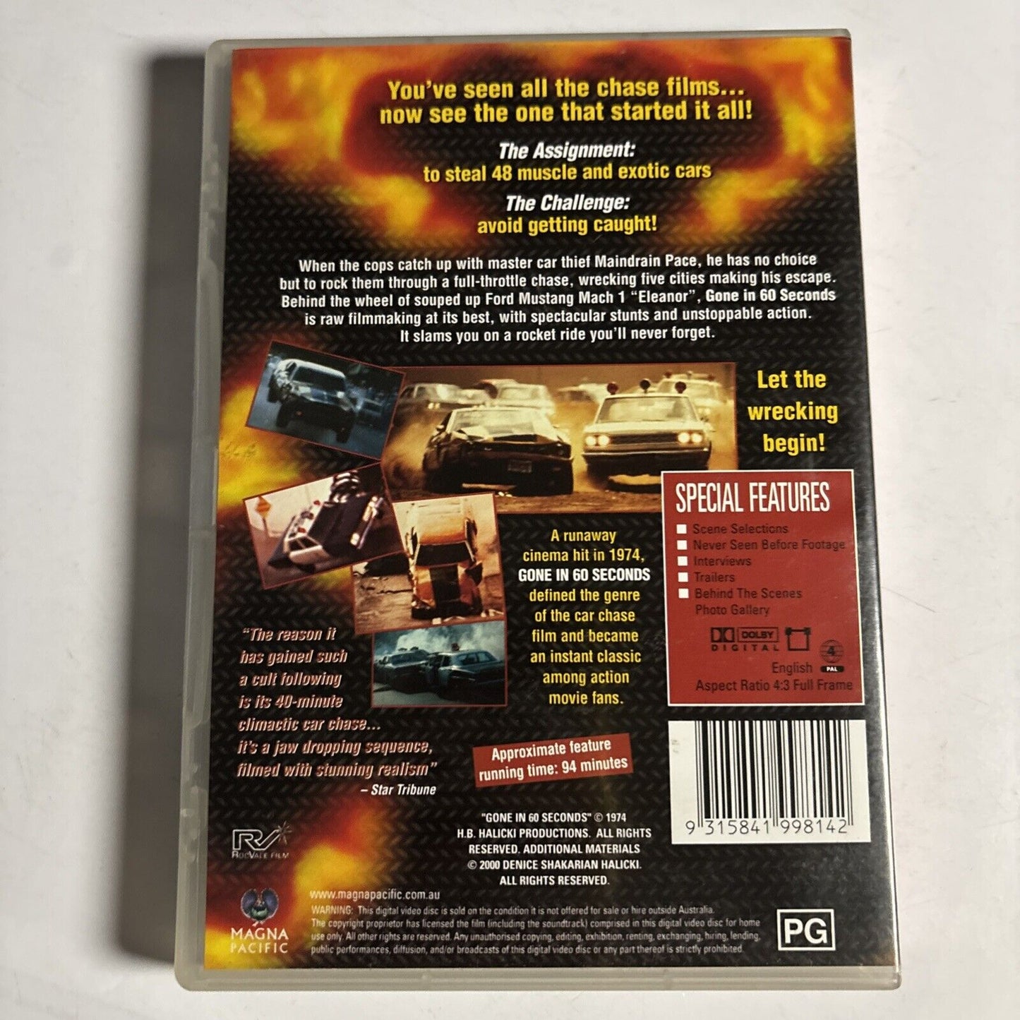 Gone in 60 Seconds (DVD, 1974) Marion Busia, George Cole, H. B. Halicki Region 4