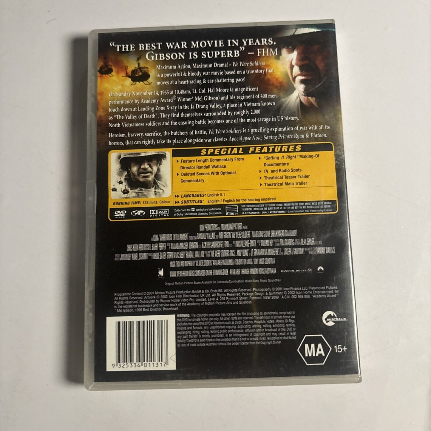 We Were Soldiers (DVD, 2001) Mel Gibson, Sam Elliott Region 4