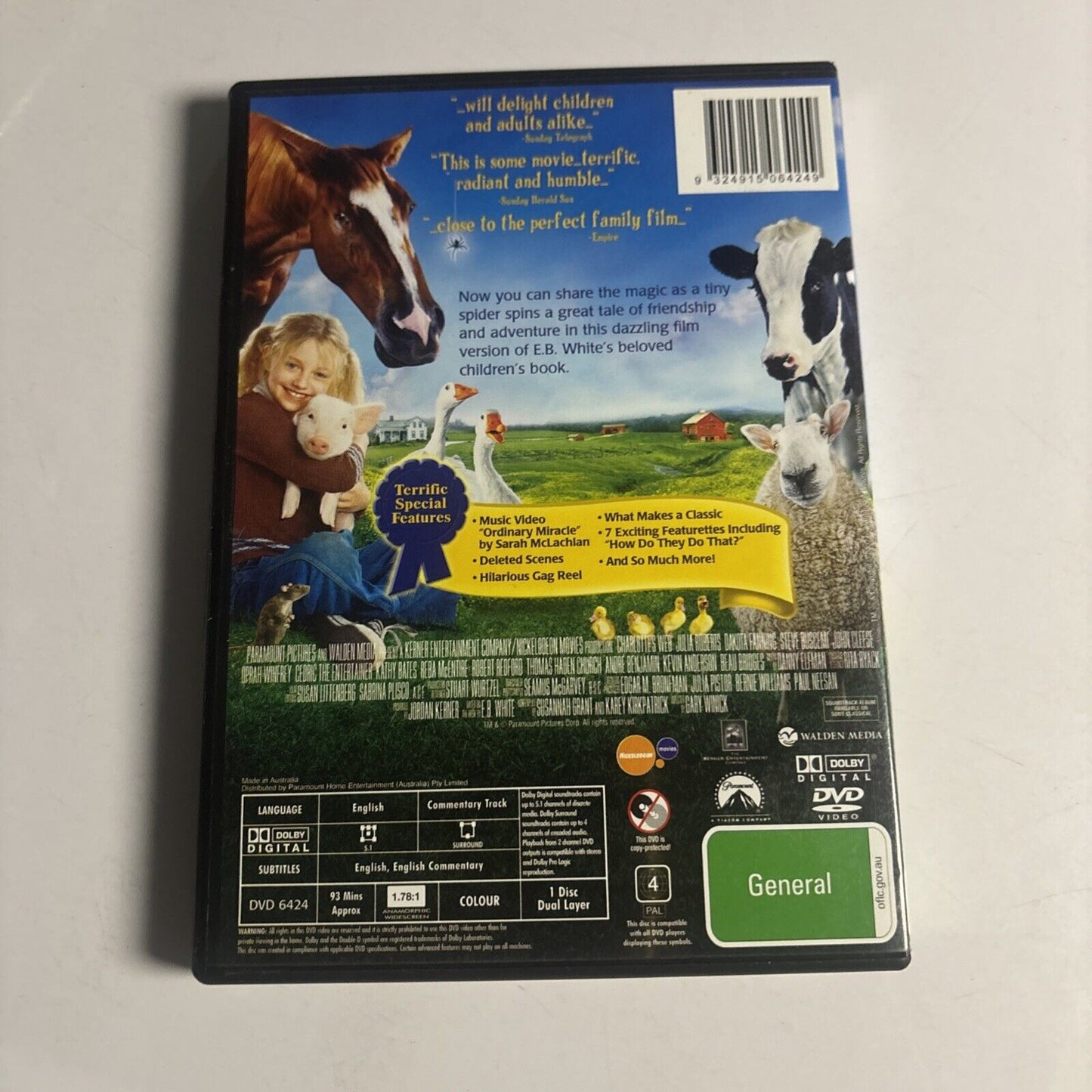 Charlotte's Web (DVD, 2006) Robert Redford, Oprah Winfrey, Julia Roberts Region4