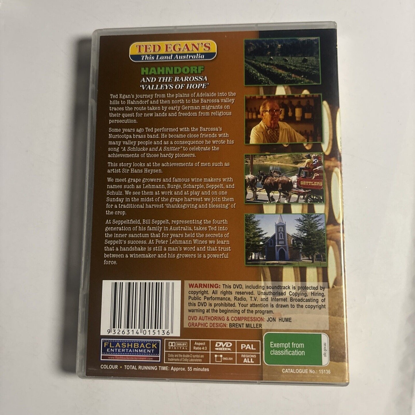HAHNDORF and The Barossa Valleys of Hope (DVD) Ted Egan All Regions