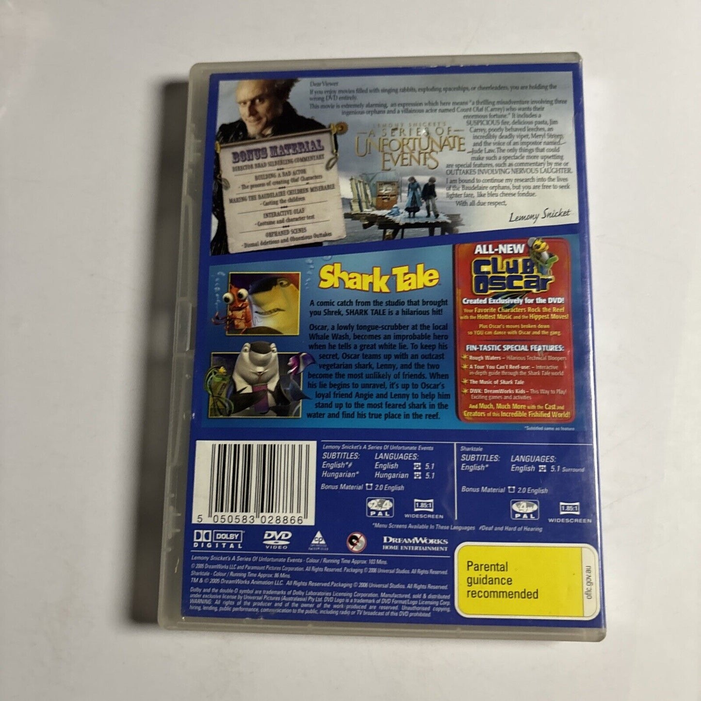 A Series Of Unfortunate Events / Shark Tale (DVD, 2-Disc) Region 4 &2