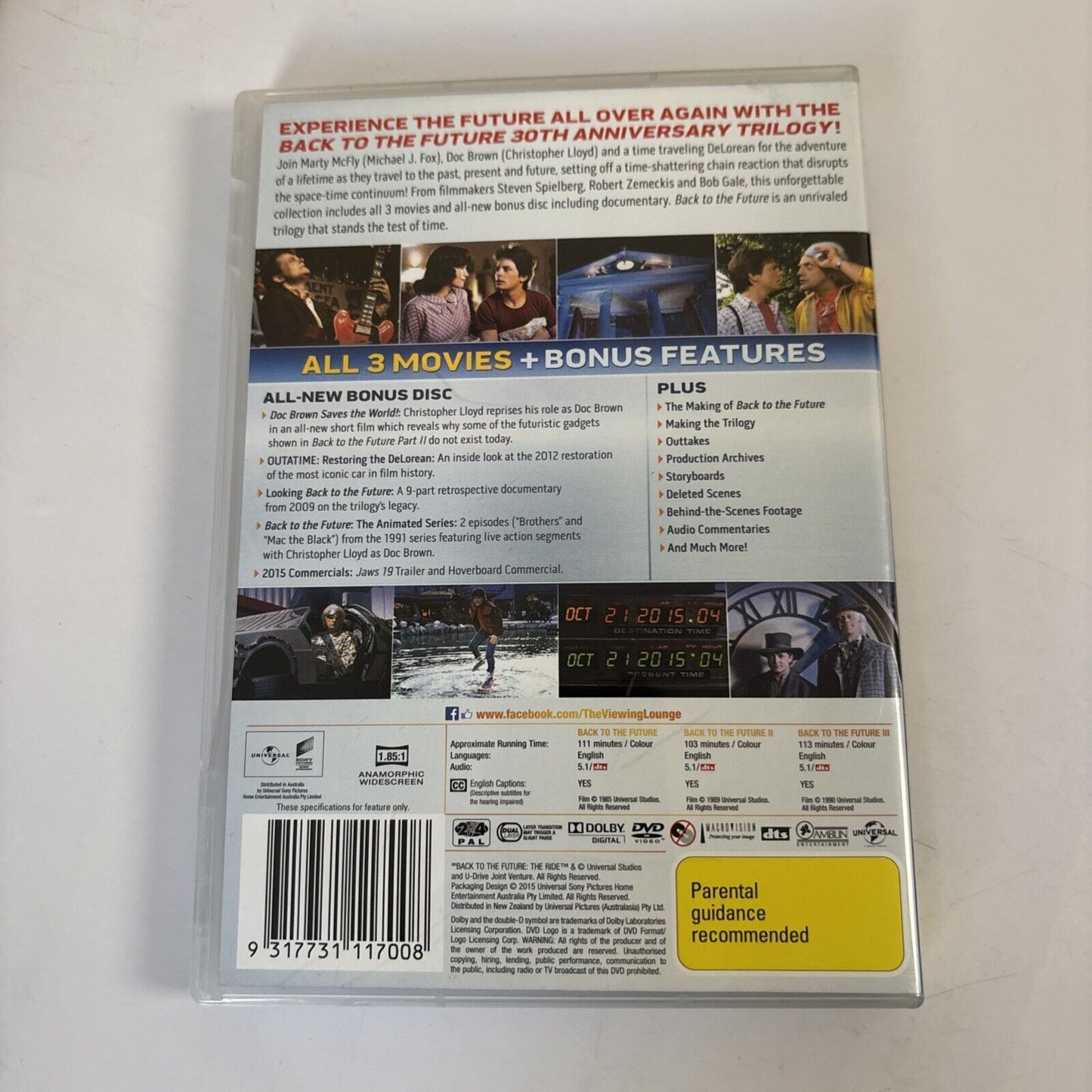 Back To The Future / Back To The Future 2 / Back To The Future 3 DVD Region 4 &2