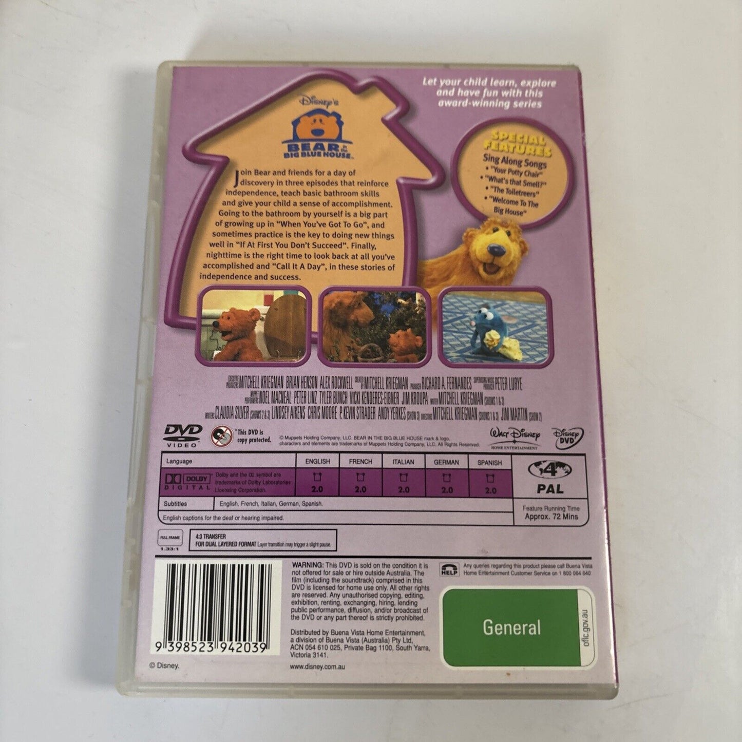 Bear in the Big Blue House - Potty Time with Bear (DVD, 2005) Region 4
