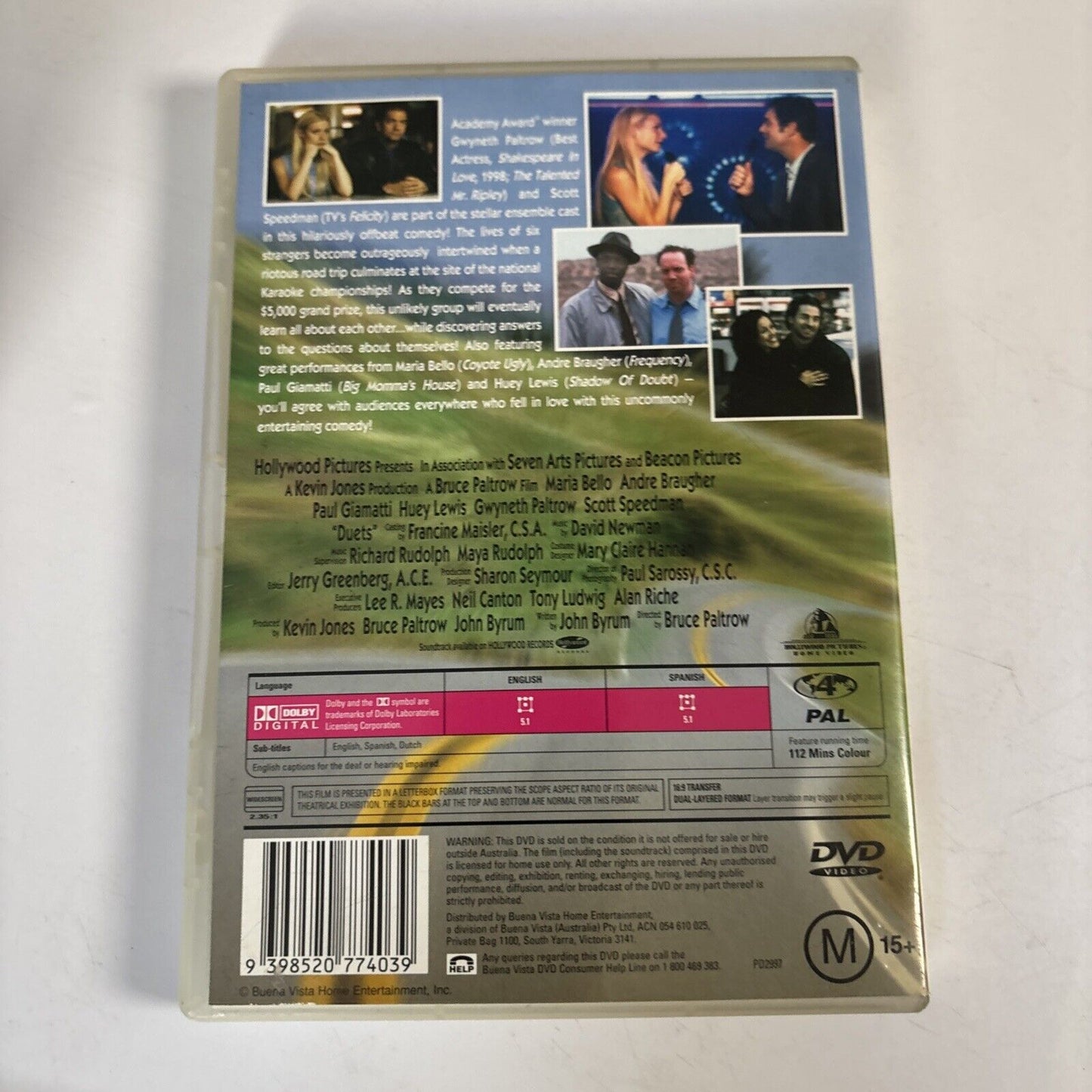 Duets (DVD, 2000) Gwyneth Paltrow, Huey Lewis Region 4