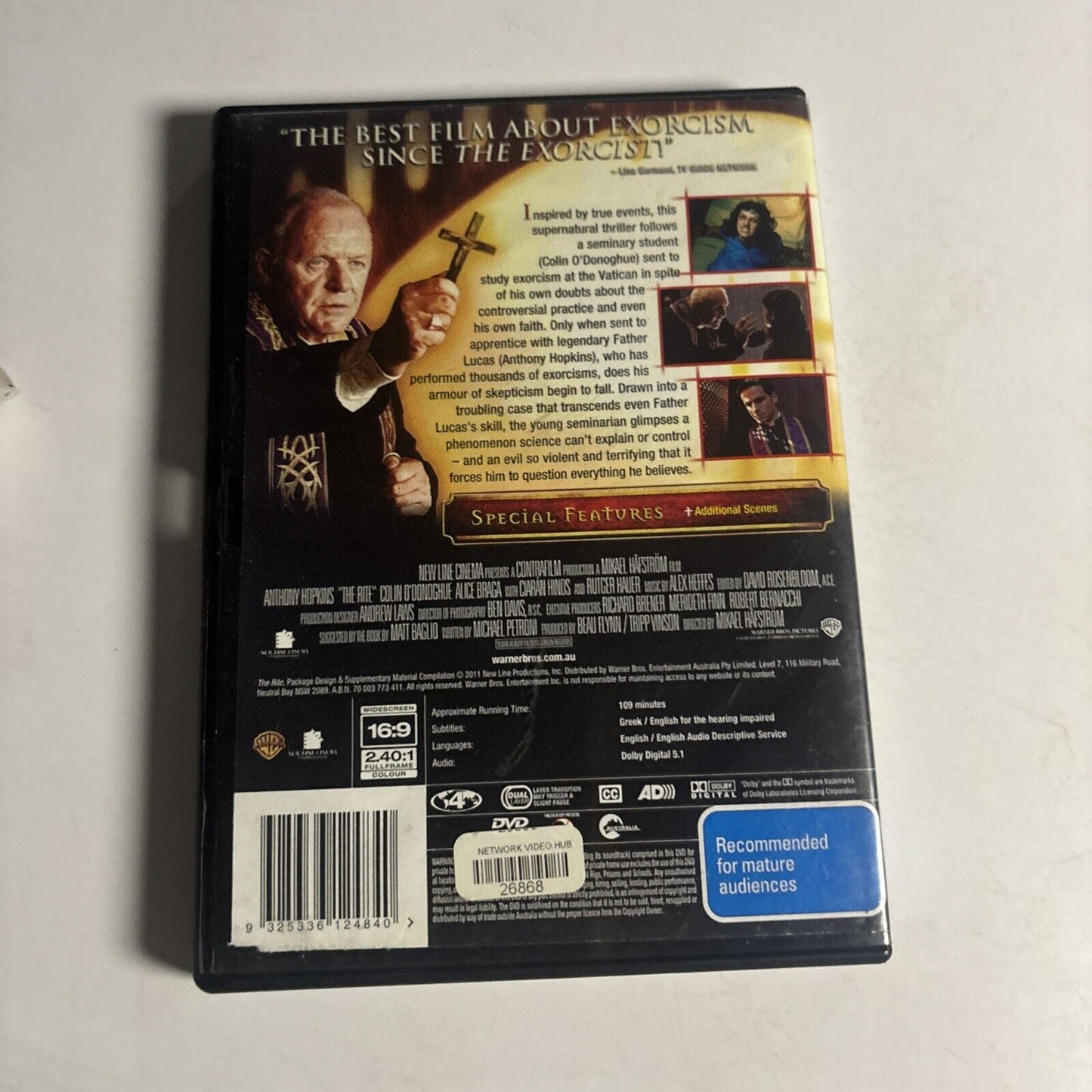 The Rite (DVD, 2011) Anthony Hopkins, Rutger Hauer Region 4