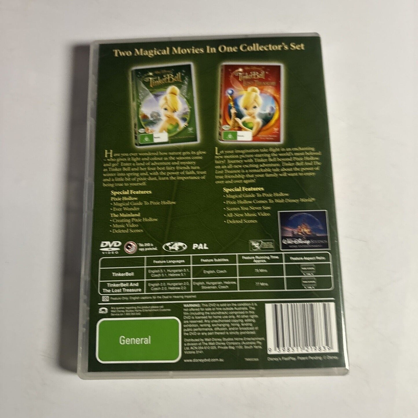 Tinker Bell / Tinker Bell and the Lost Treasure (DVD, 2008, 2-Disc) Region 4