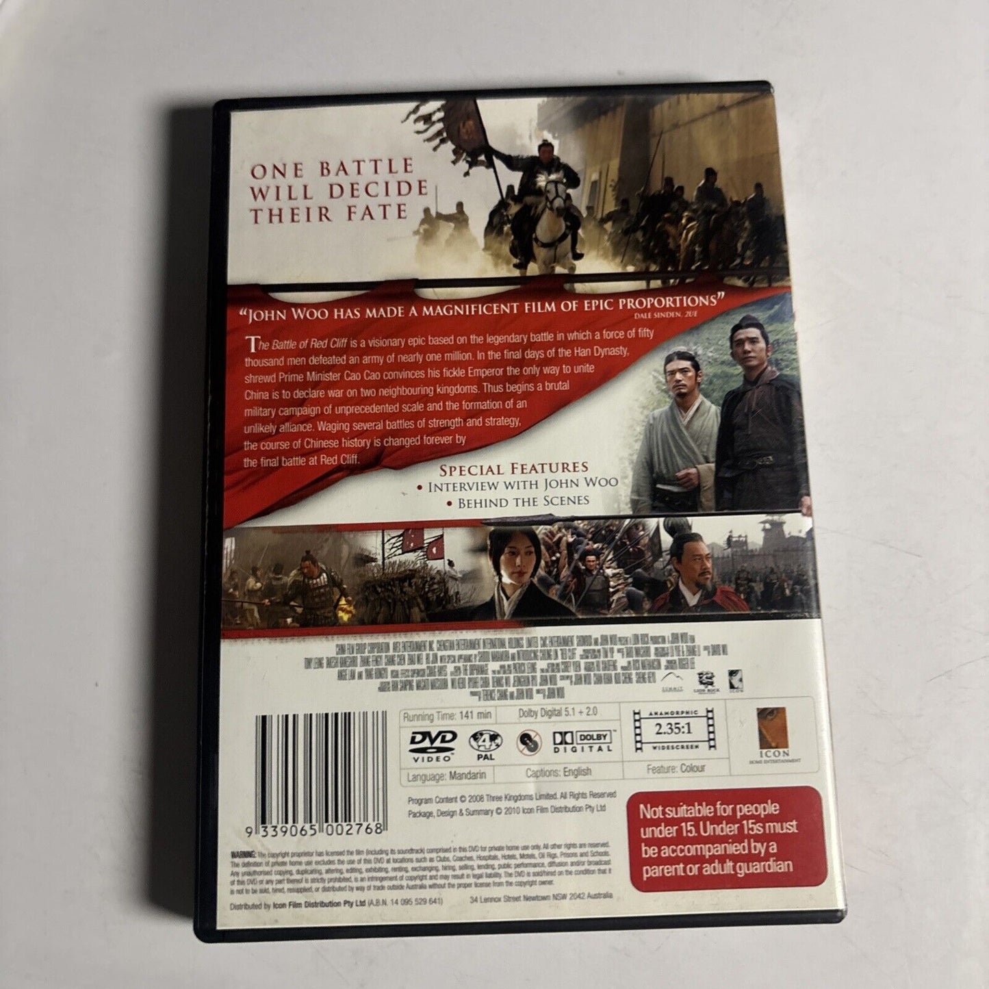 The Battle of Red Cliff (DVD, 2008) Tony Leung, Takeshi Kaneshiro Region 4