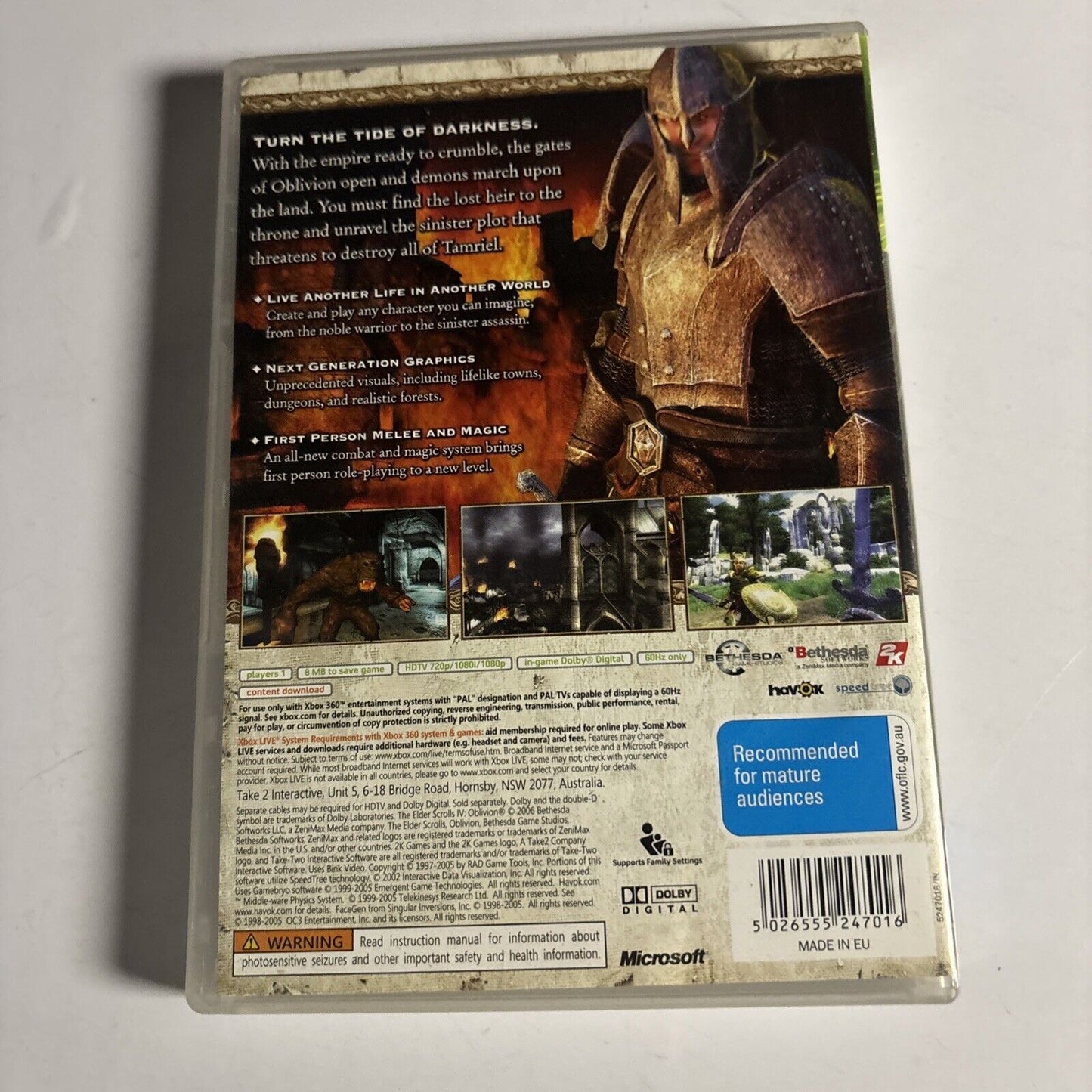 The Elder Scrolls IV Oblivion Classics Xbox 360 PAL Complete With Manual