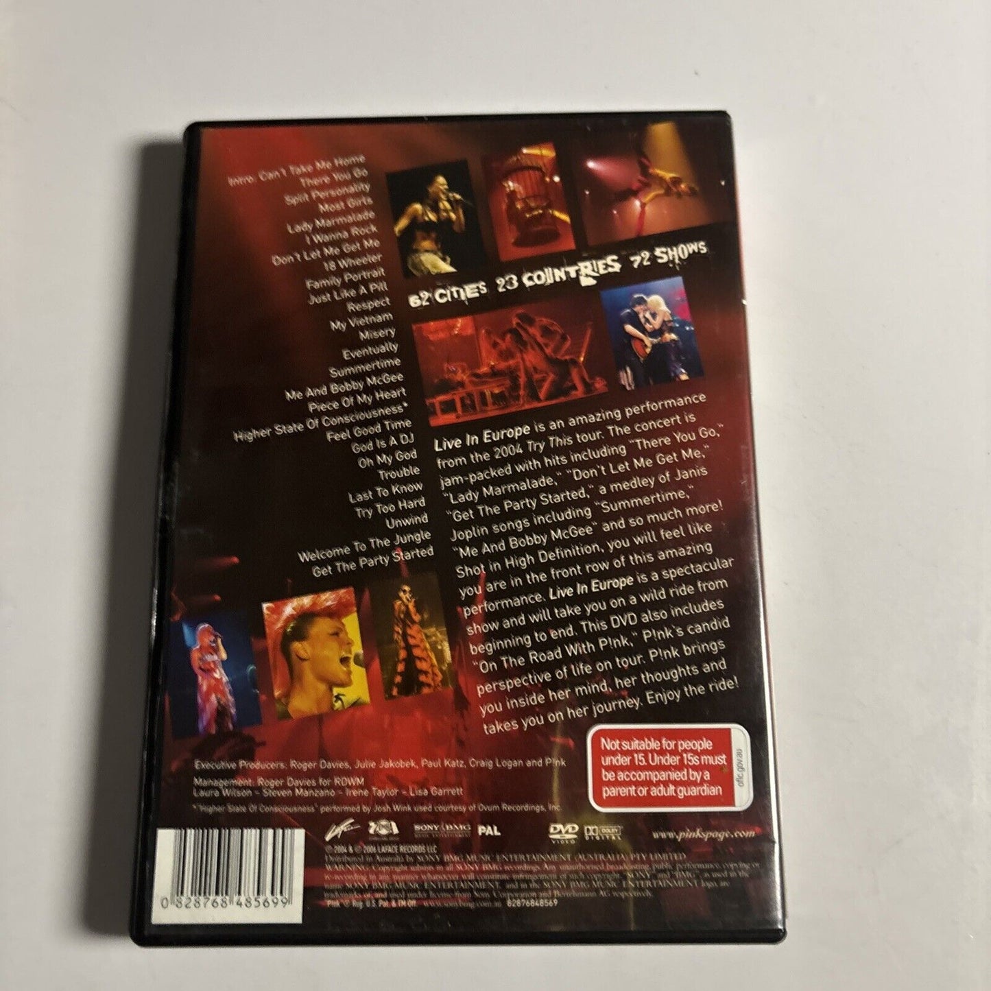 Pink - Live in Europe: from the 2004 Try this Tour (DVD, 2006) All Regions
