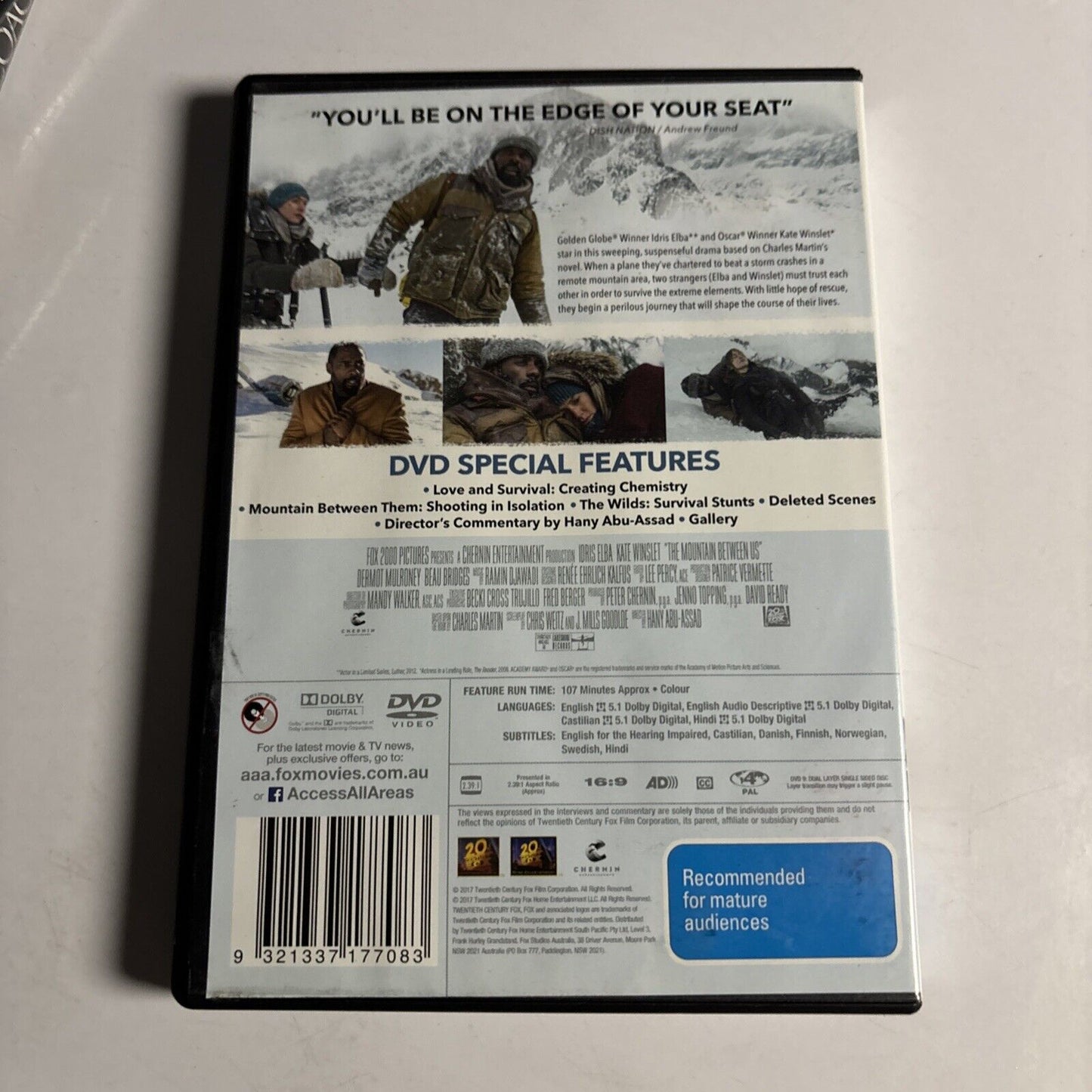 The Mountain between Us (DVD, 2017) Idris Elba, Kate Winslet NEW Region 4