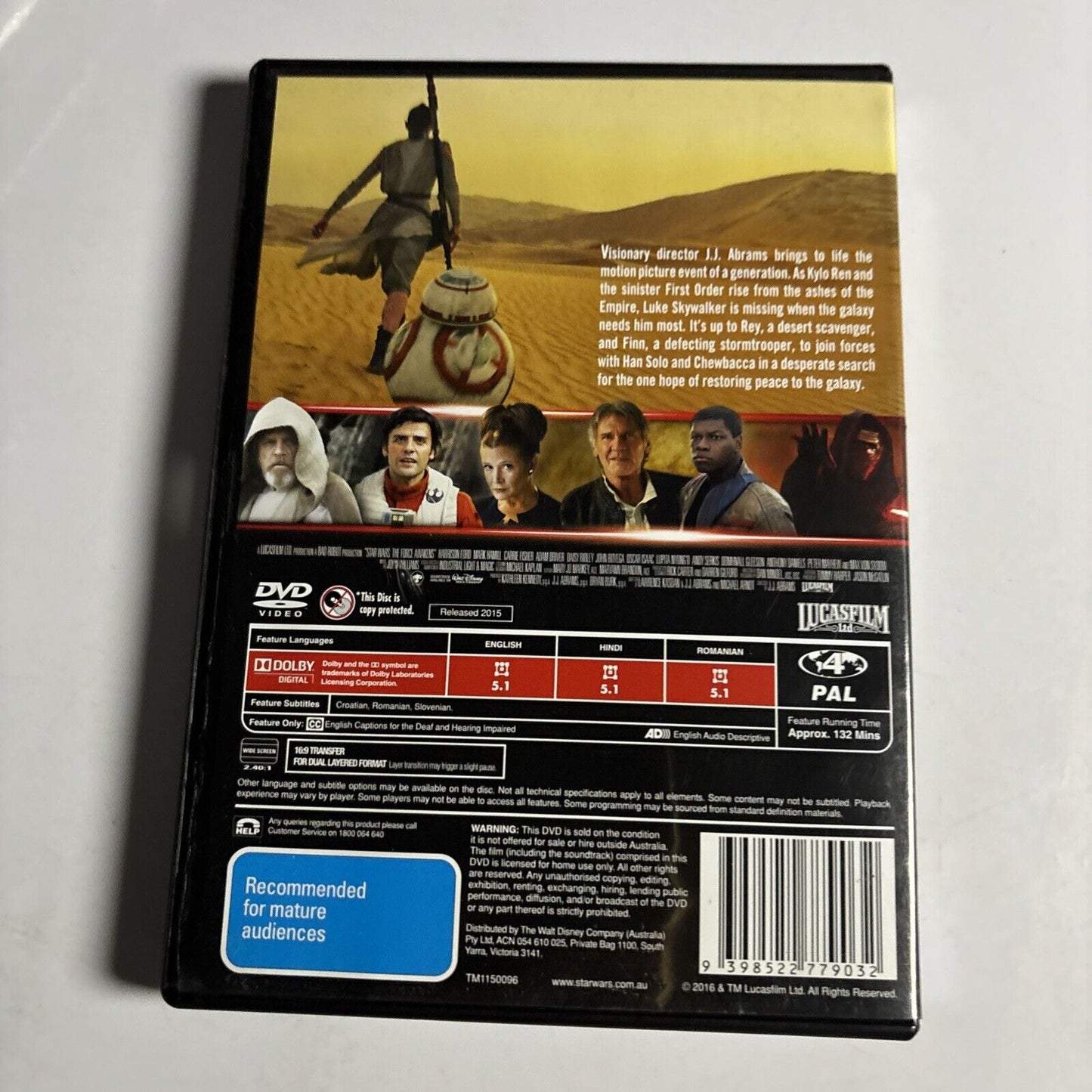 Star Wars - The Force Awakens (DVD, 2015) Harrison Ford Region 4