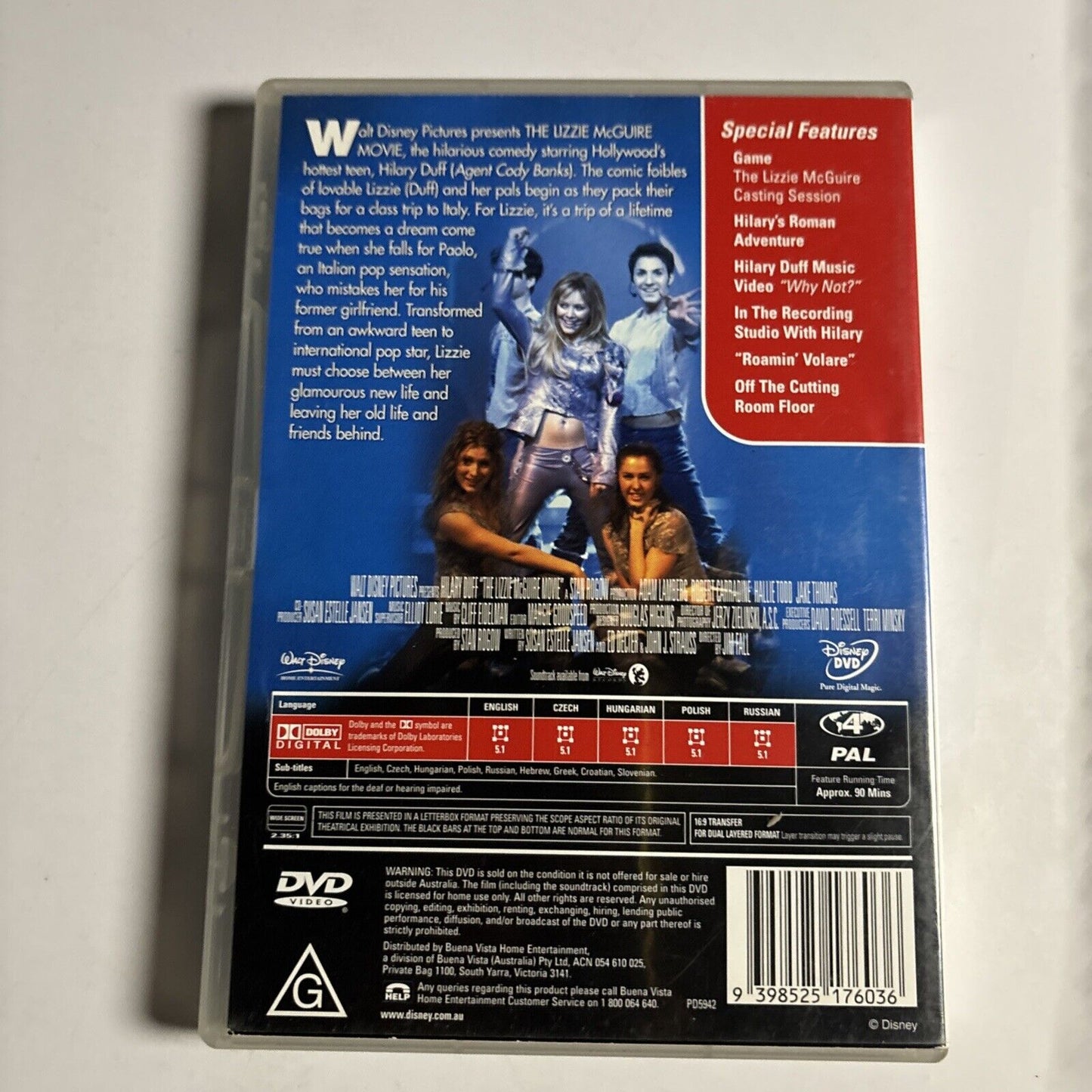 The Lizzie McGuire Movie (DVD, 2003) Hilary Duff Region 4