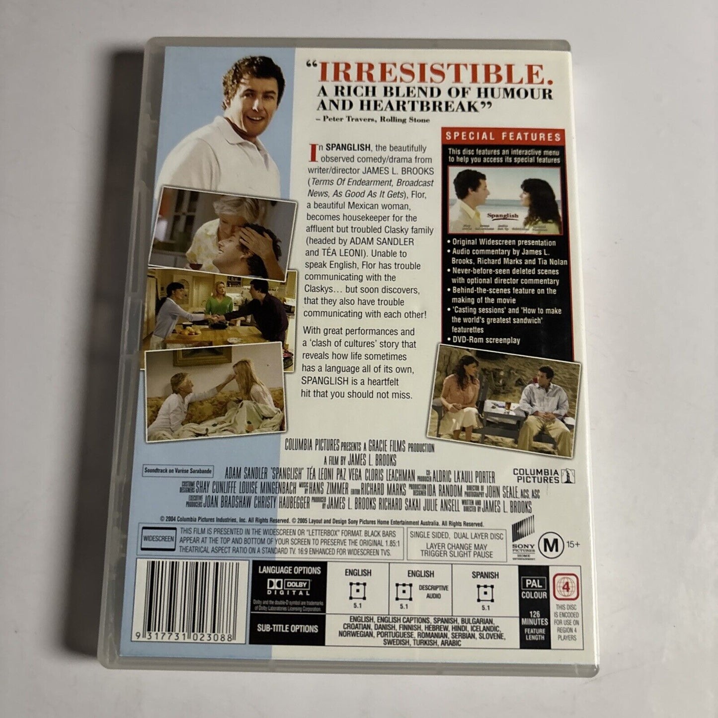 Spanglish (DVD, 2004) Adam Sandler, Tea Leoni, Paz Vega NEW Region 4