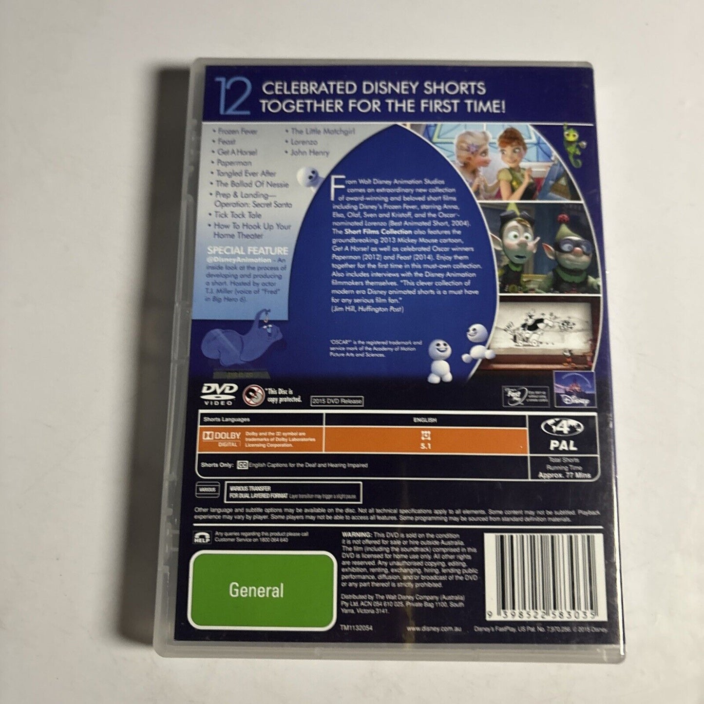 Walt Disney Animation Short Films Collection (DVD, 2015) Region 4