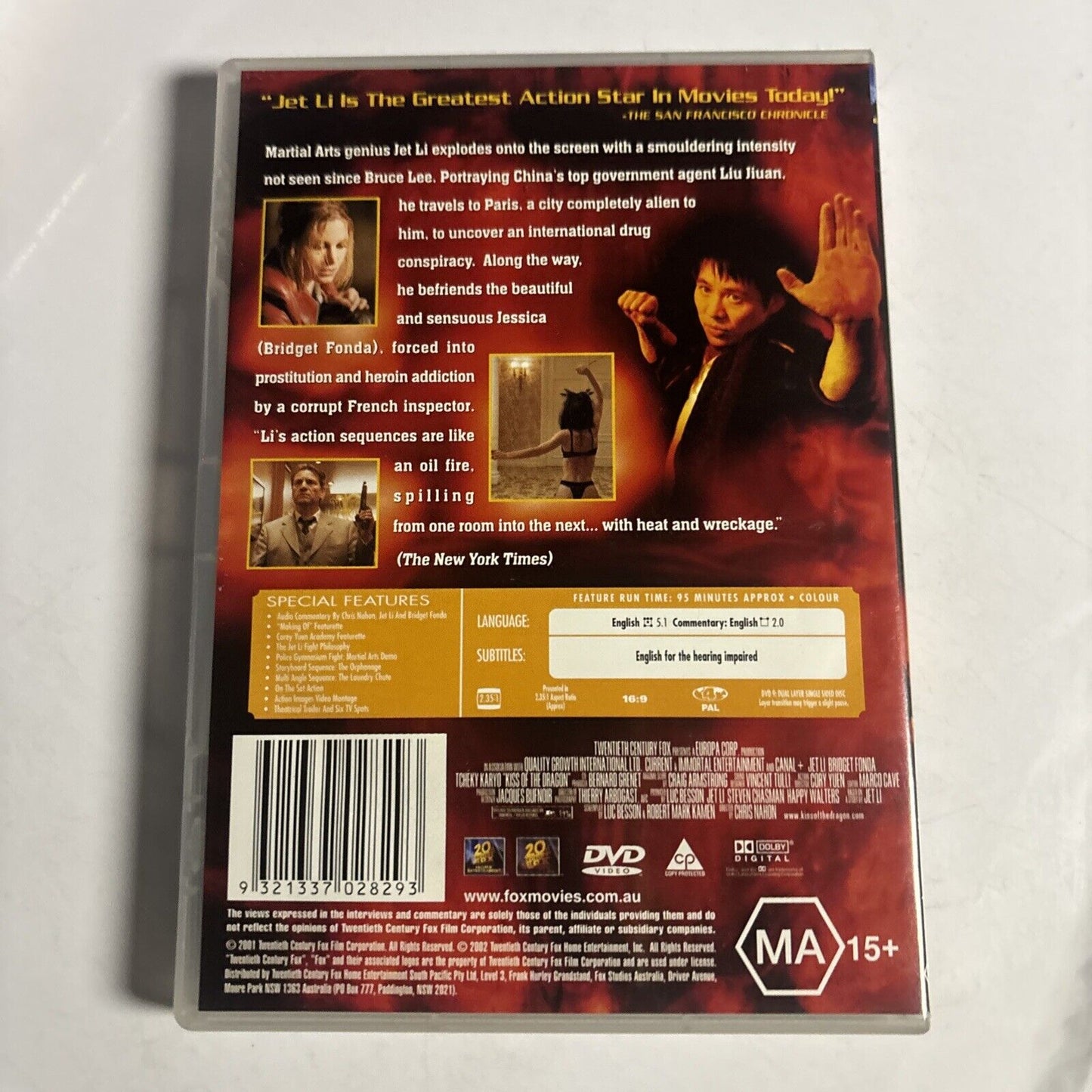 Kiss of the Dragon (DVD, 2000) Jet Li, Bridget Fonda Region 4